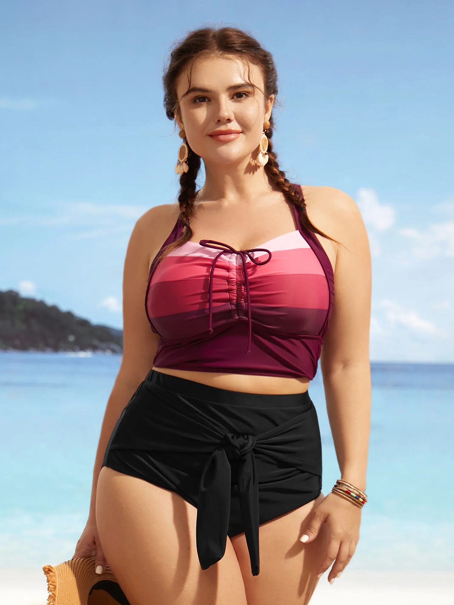 High Rise Tie Knot Gathered Swim Bottom - Image 5