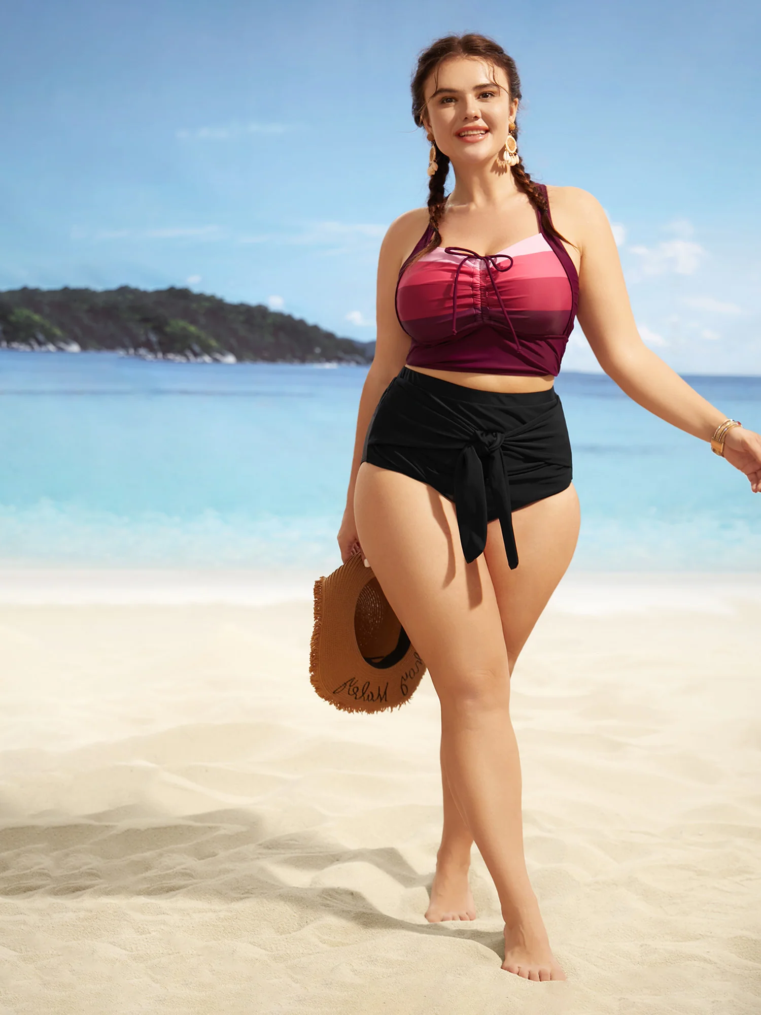 High Rise Tie Knot Gathered Swim Bottom - Image 6