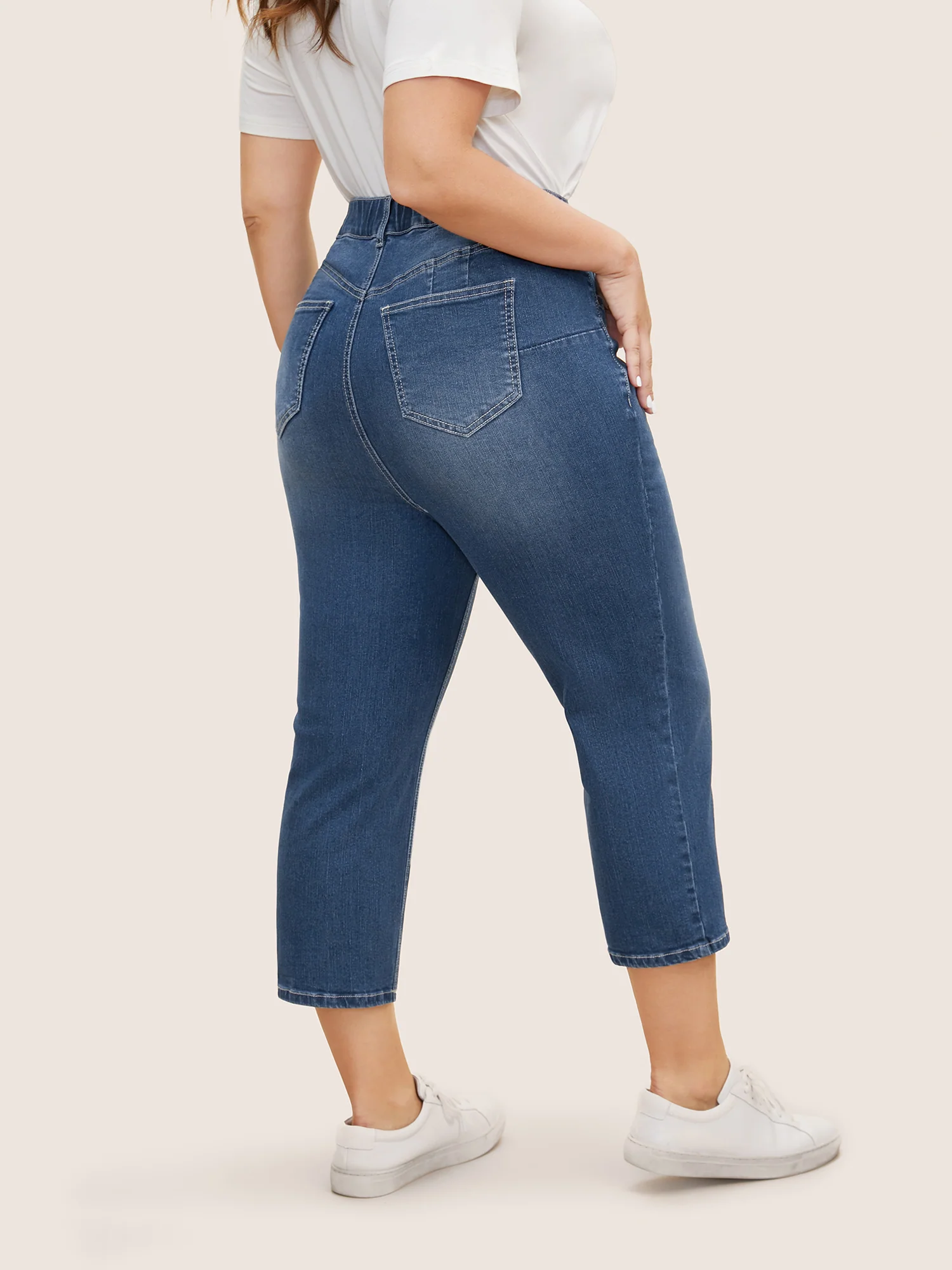 High Stretch Slanted Pocket Slim Cropped Jeans - Image 2