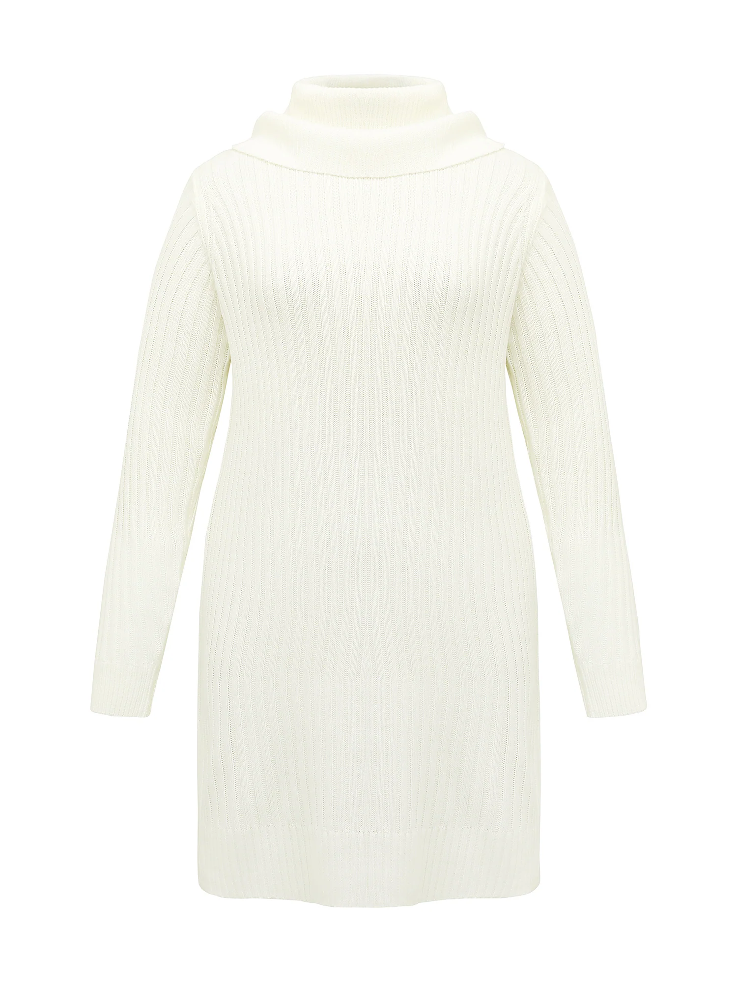 High Turtleneck Textured Sweater Dress - Image 8