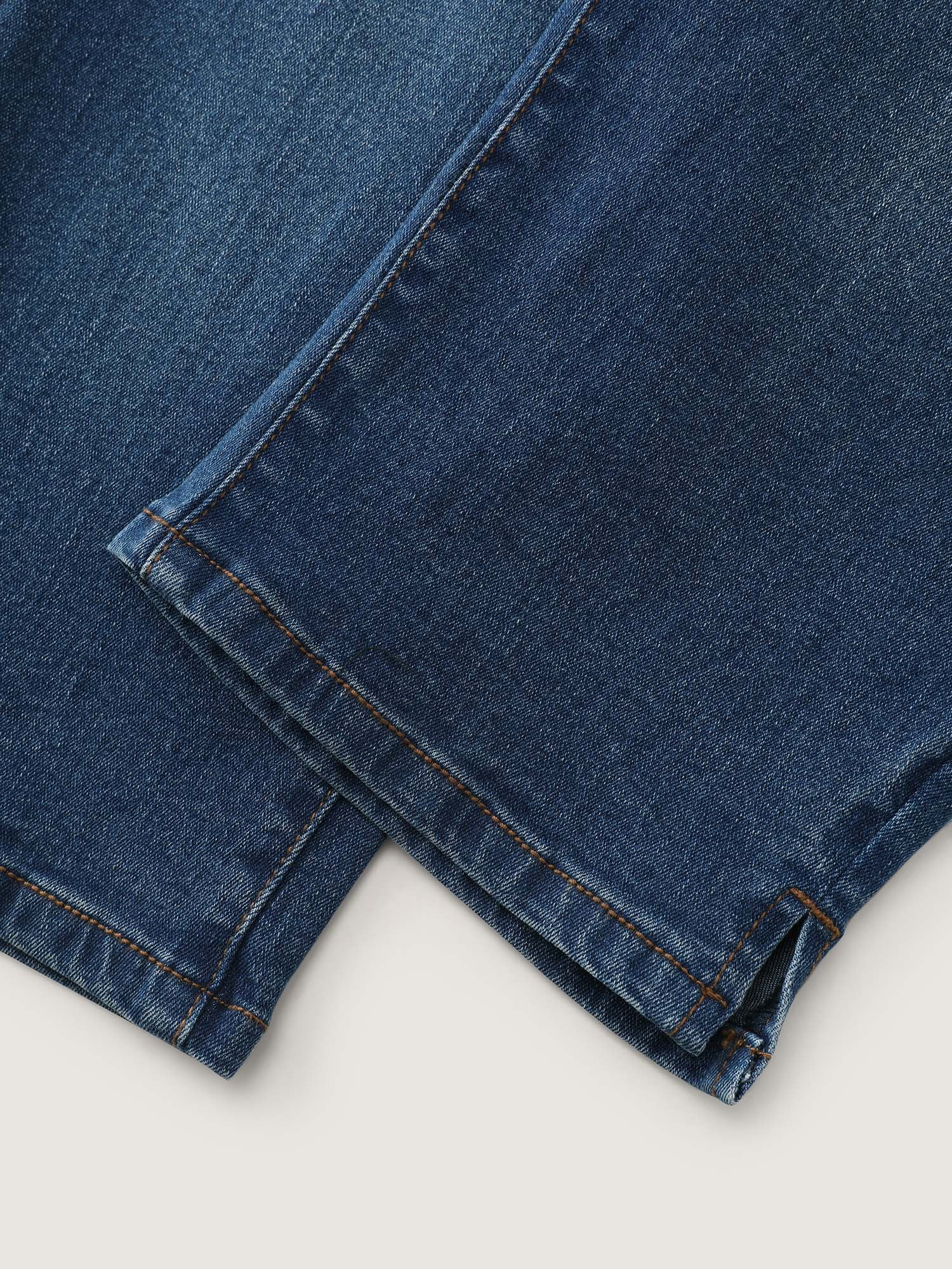 High Waisted Wash Double Buttons Jeans - Image 7