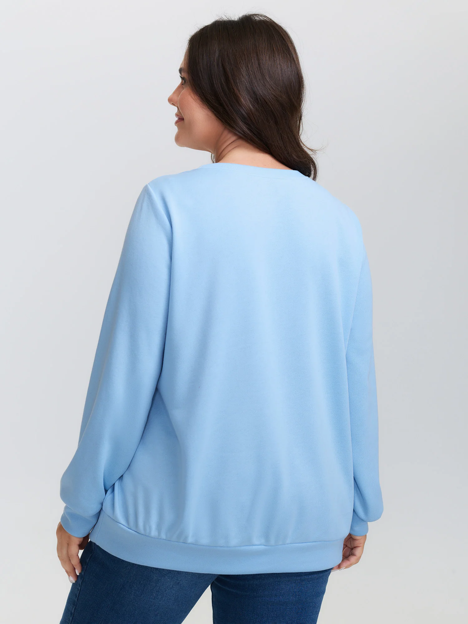 Hola Applique Embroidery Color Contrast Sweatshirt - Image 4