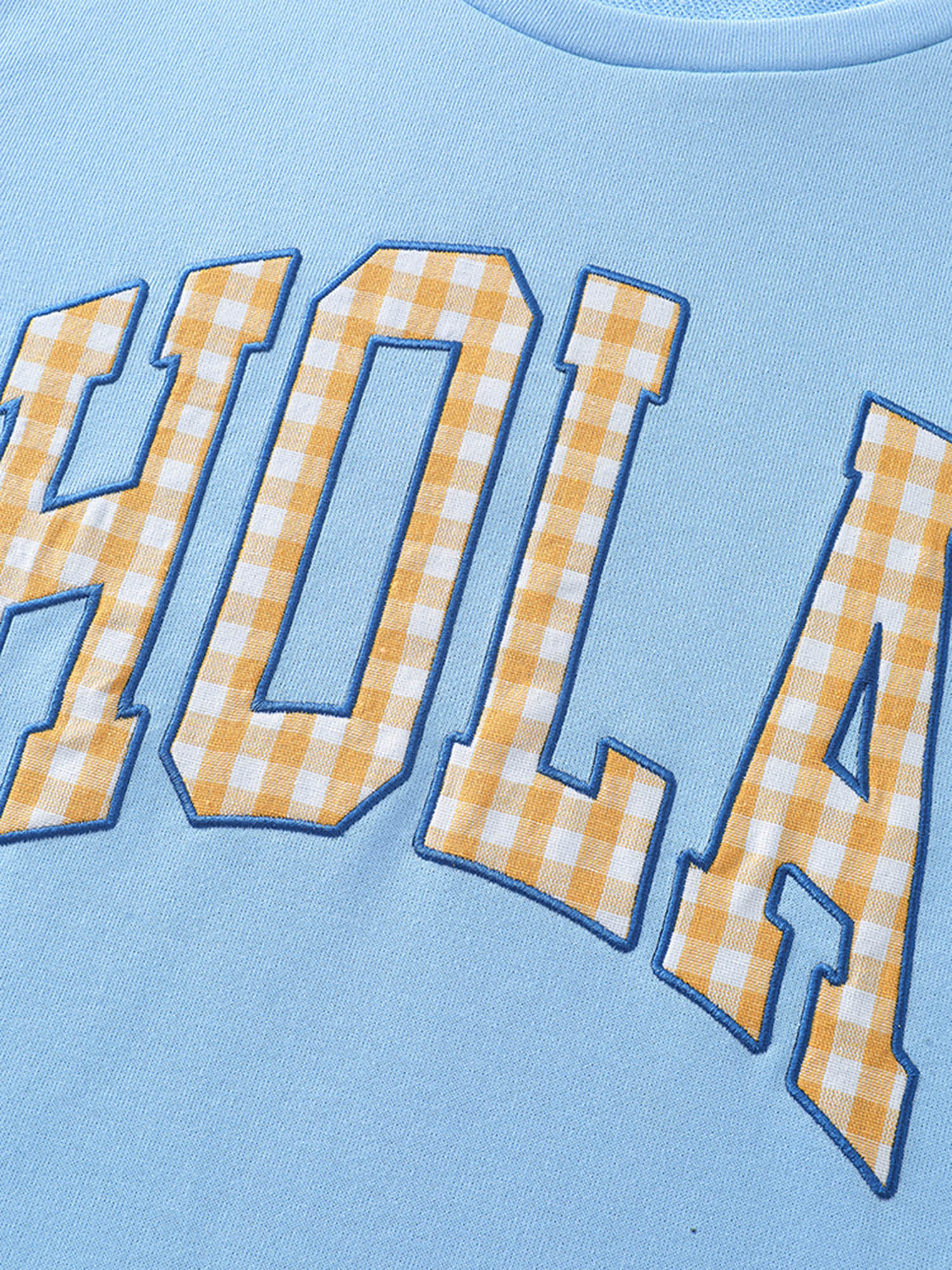 Hola Applique Embroidery Color Contrast Sweatshirt - Image 5