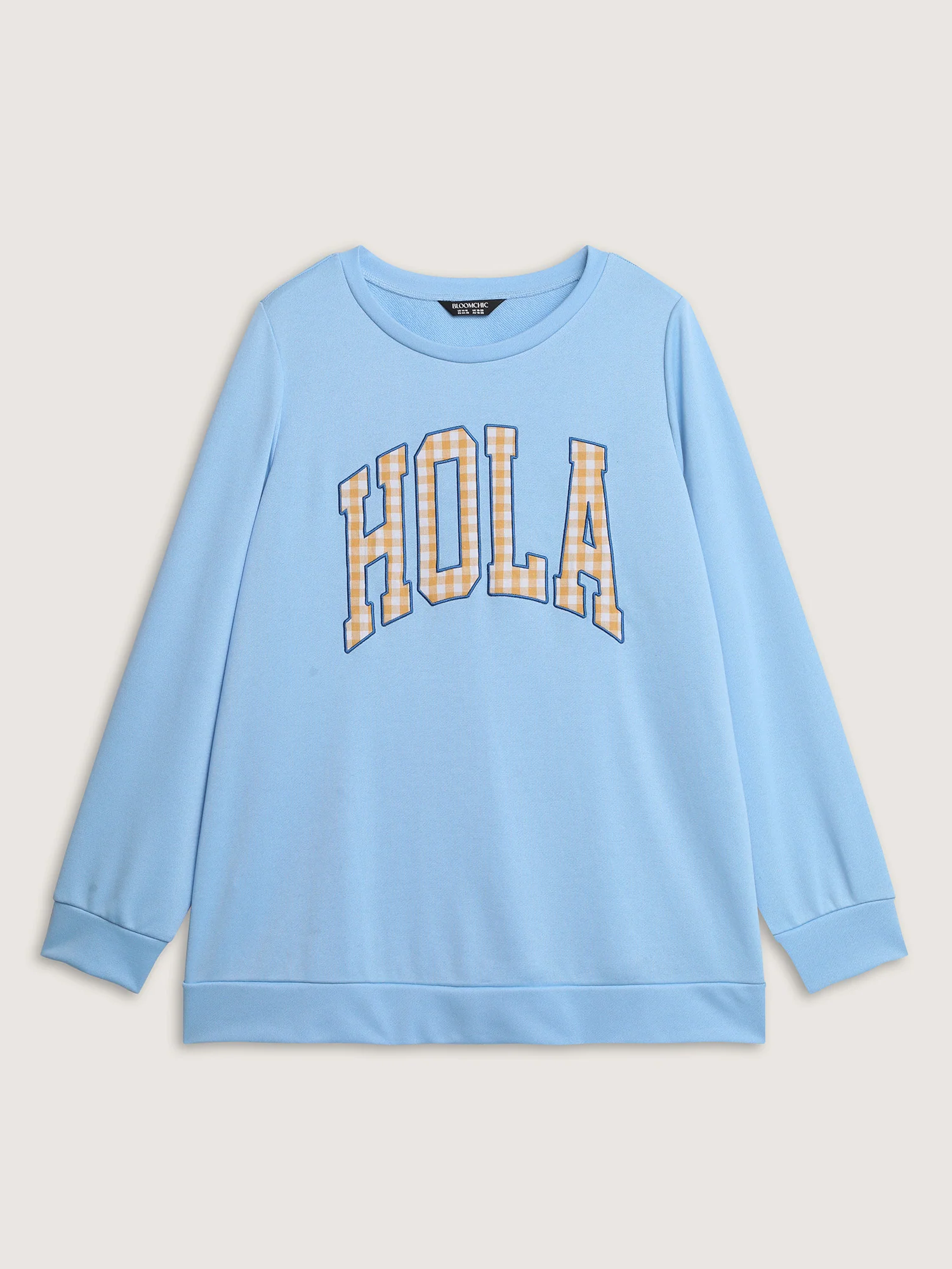 Hola Applique Embroidery Color Contrast Sweatshirt - Image 7