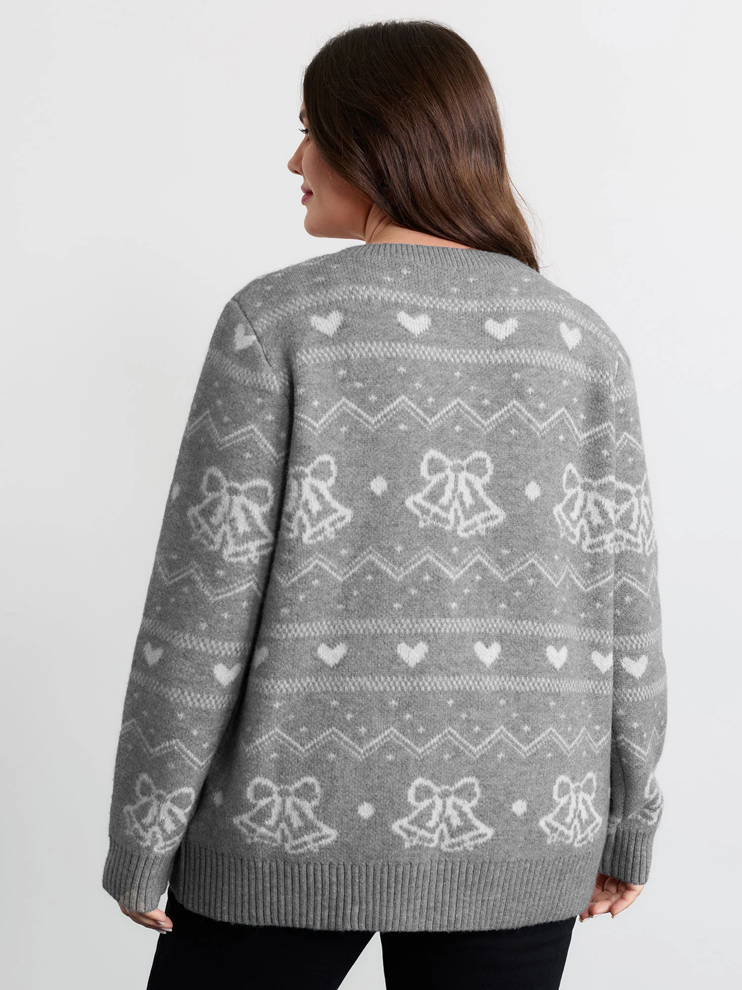 Supersoft Holiday Bells Jacquard Button Knit Cardigan - Image 4