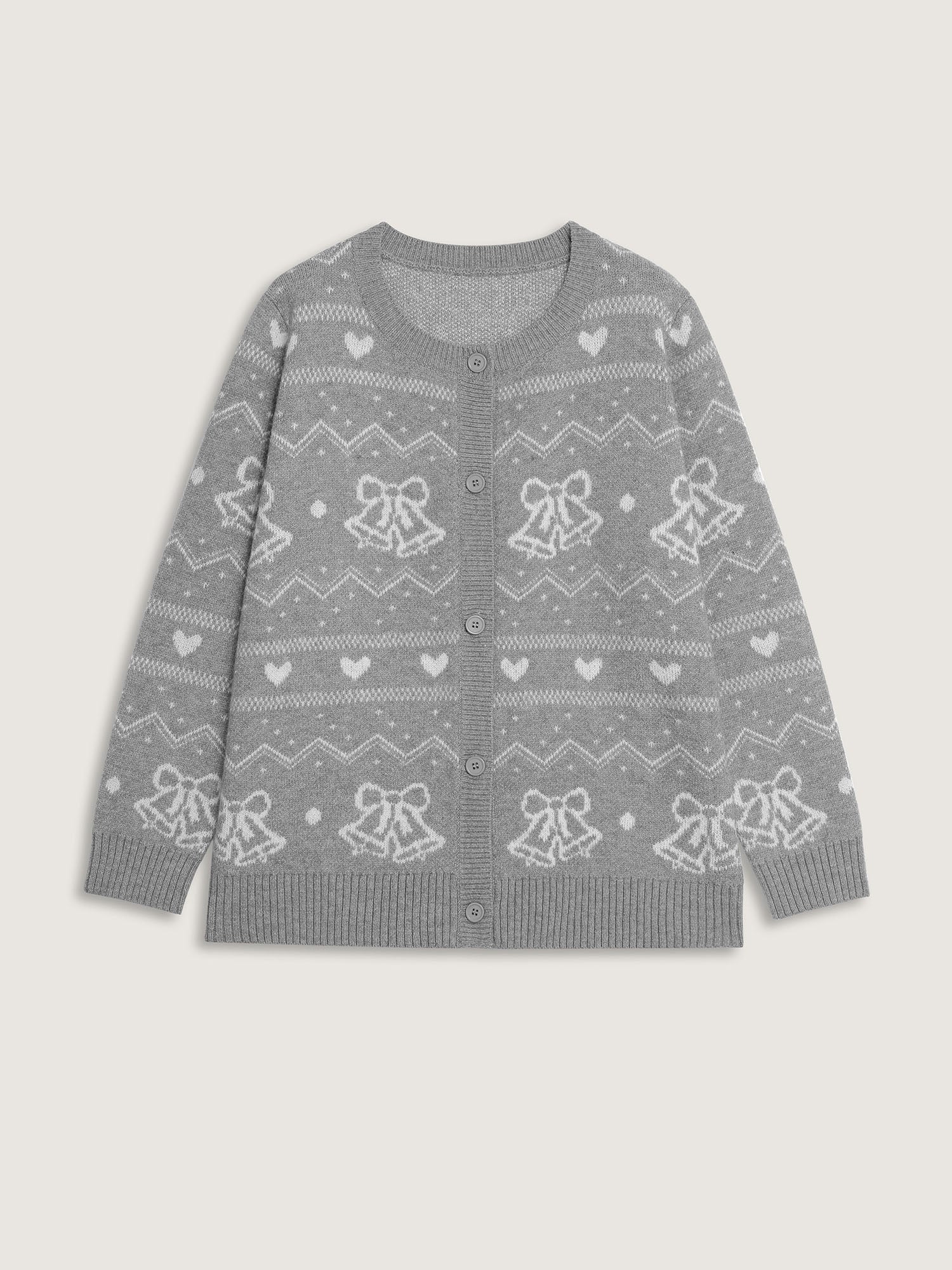 Supersoft Holiday Bells Jacquard Button Knit Cardigan - Image 8