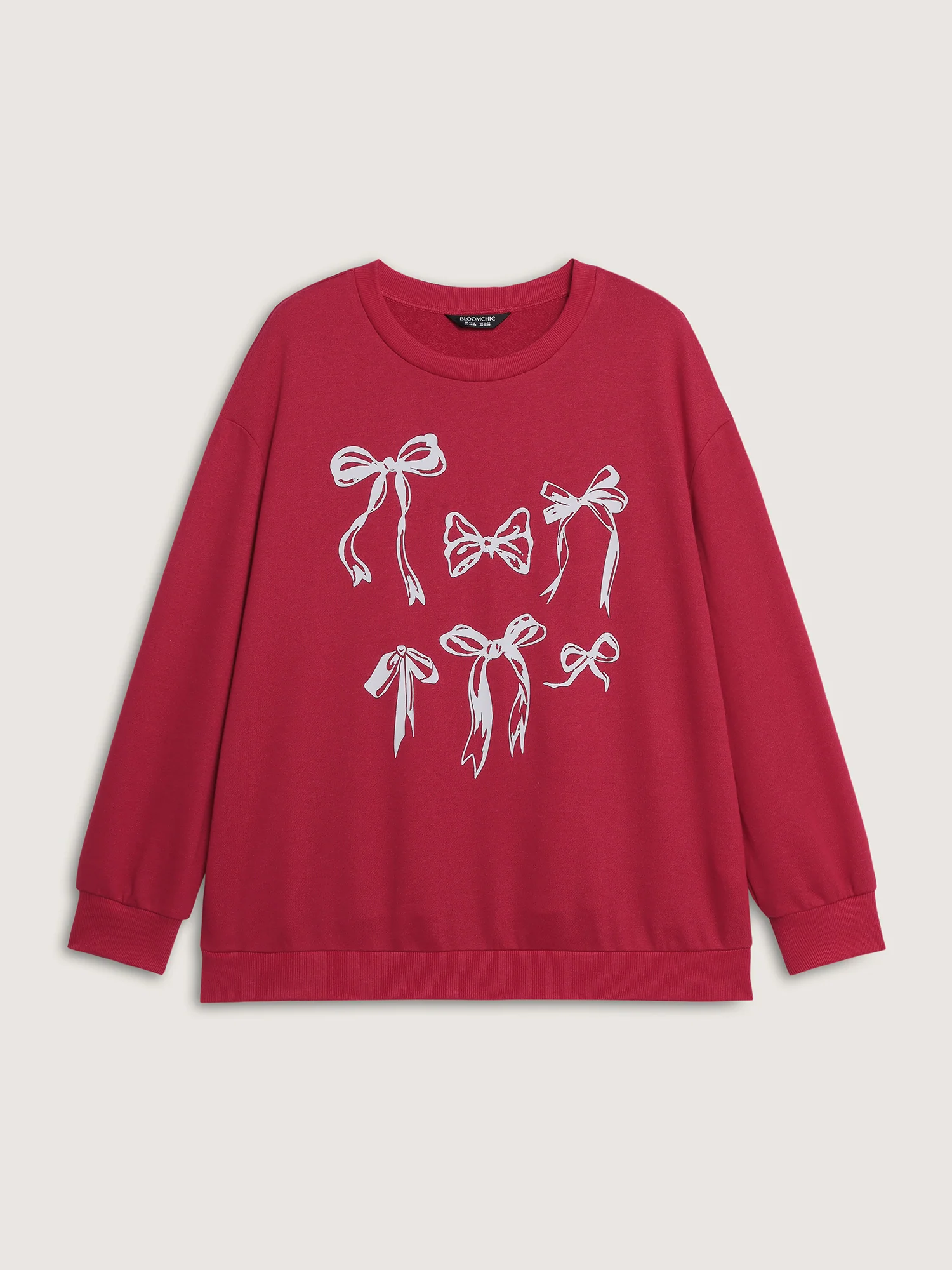 Holiday Bowknot Round Neck Sweatshirt - Image 7