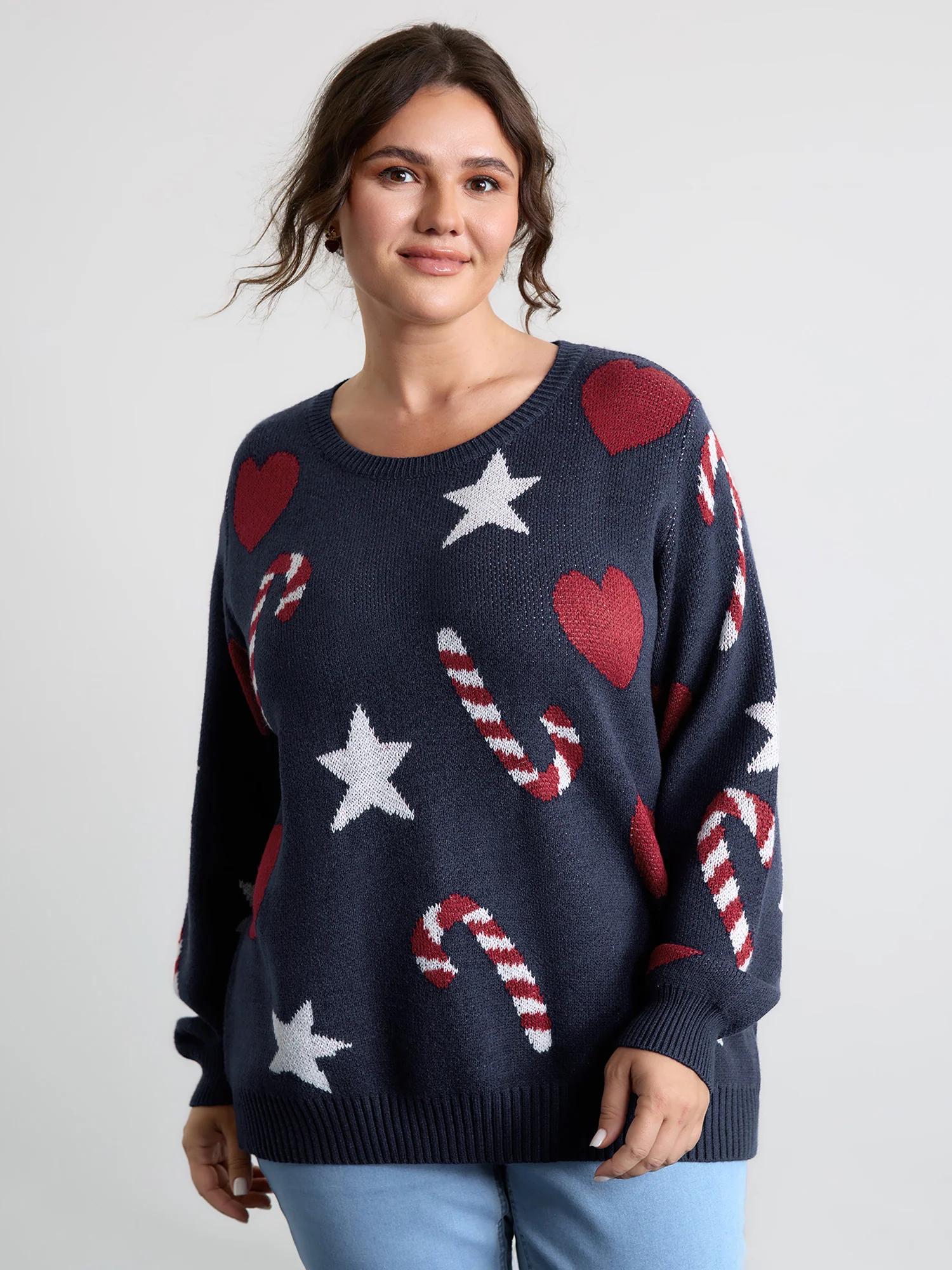 Holiday Candy Jacquard Pattern Pullover - Image 2