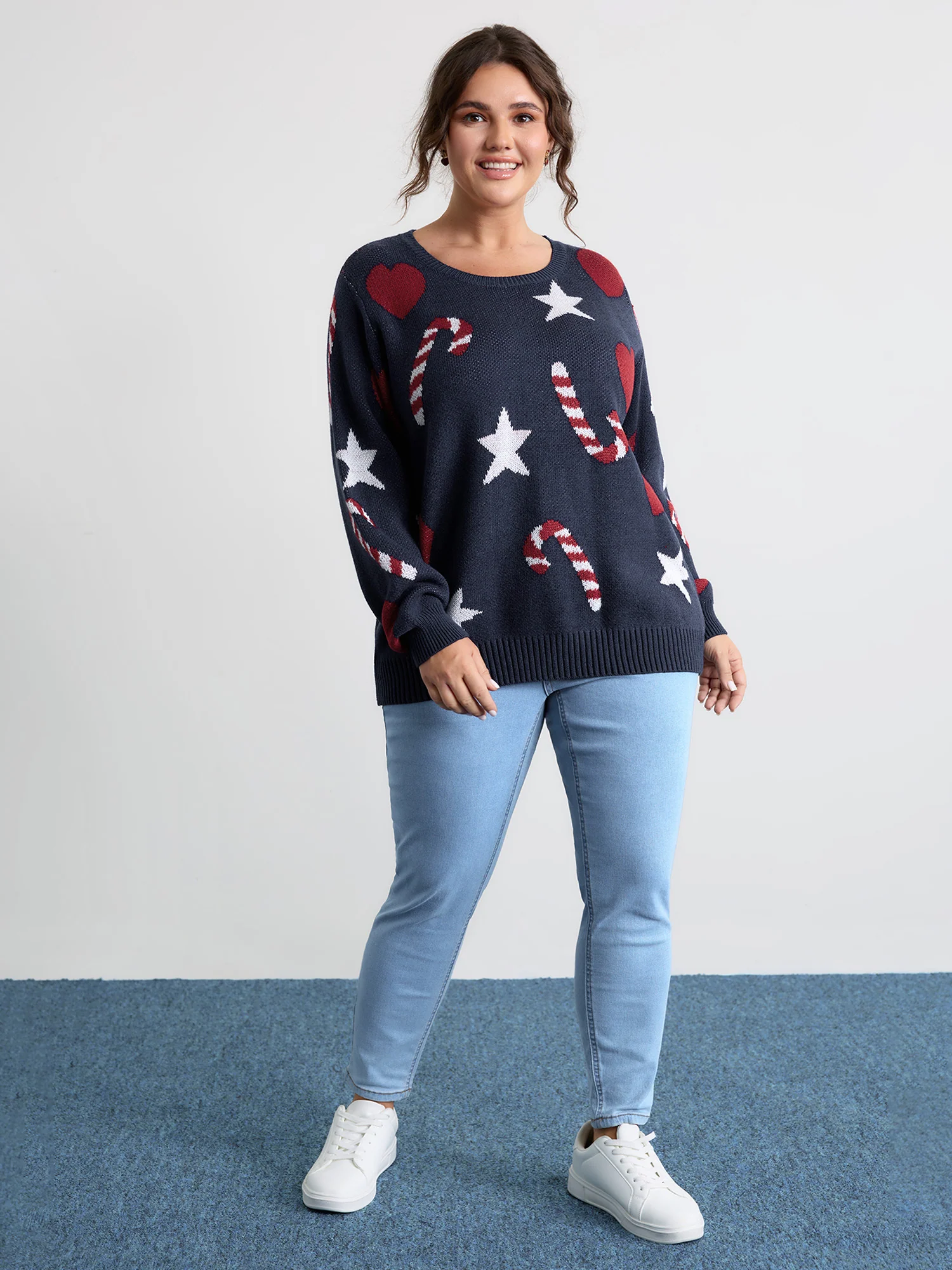 Holiday Candy Jacquard Pattern Pullover - Image 3