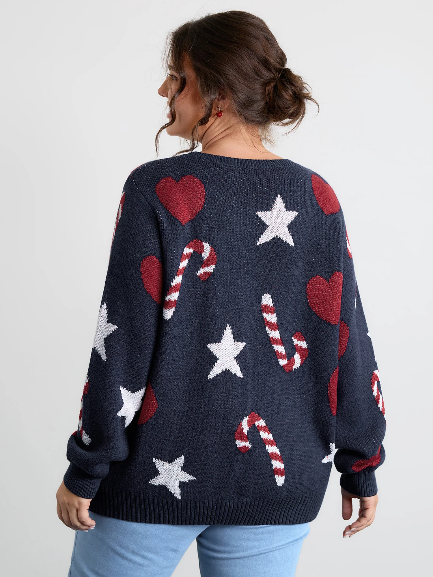 Holiday Candy Jacquard Pattern Pullover - Image 4