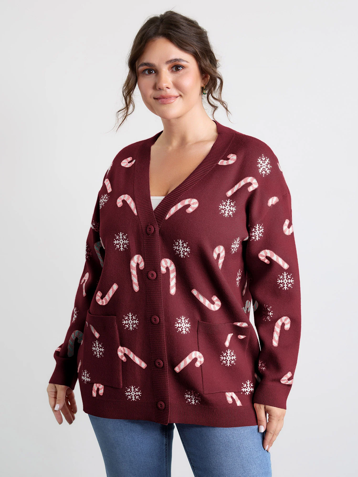 Holiday Candy Patch Pockets Knit Cardigan - Image 17