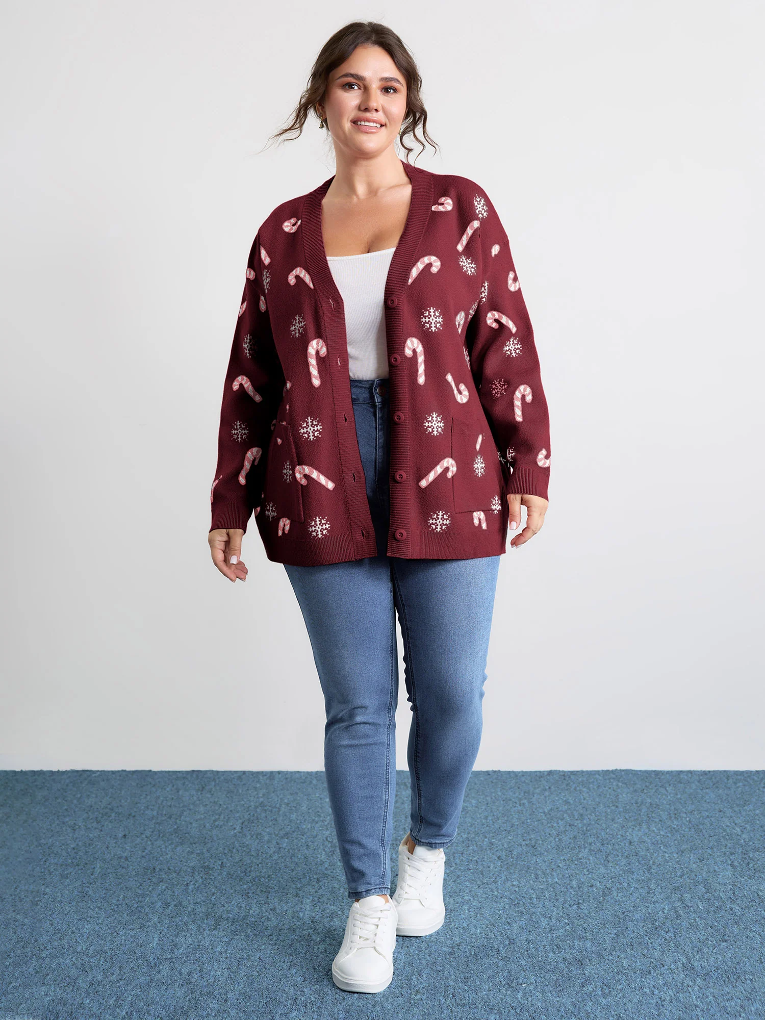 Holiday Candy Patch Pockets Knit Cardigan - Image 19