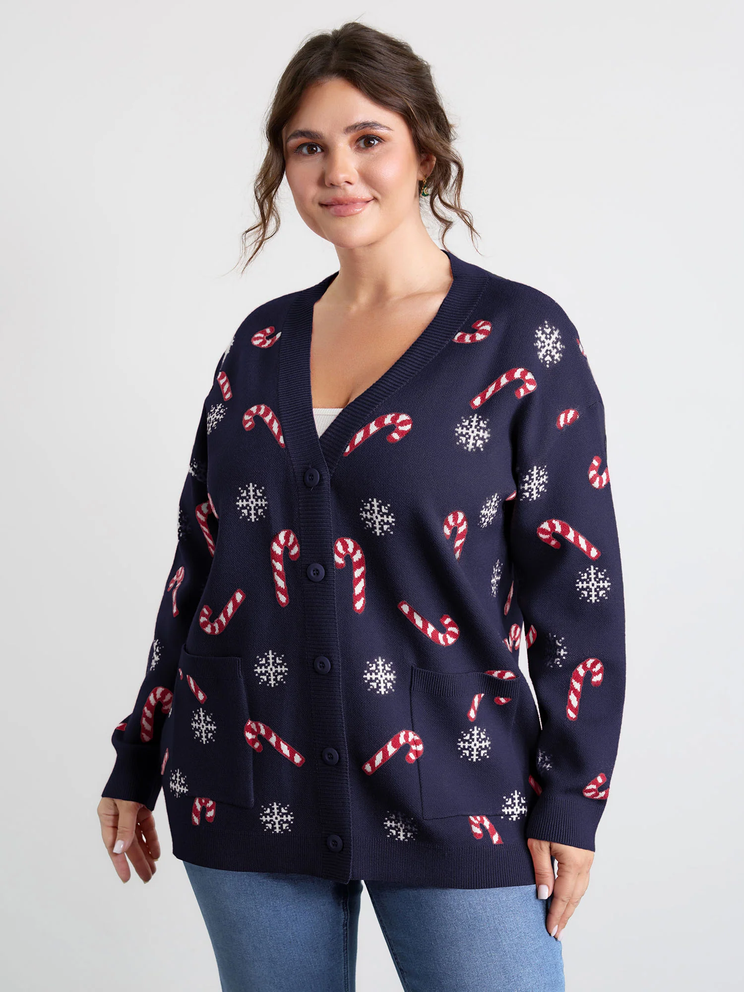 Holiday Candy Patch Pockets Knit Cardigan - Image 21