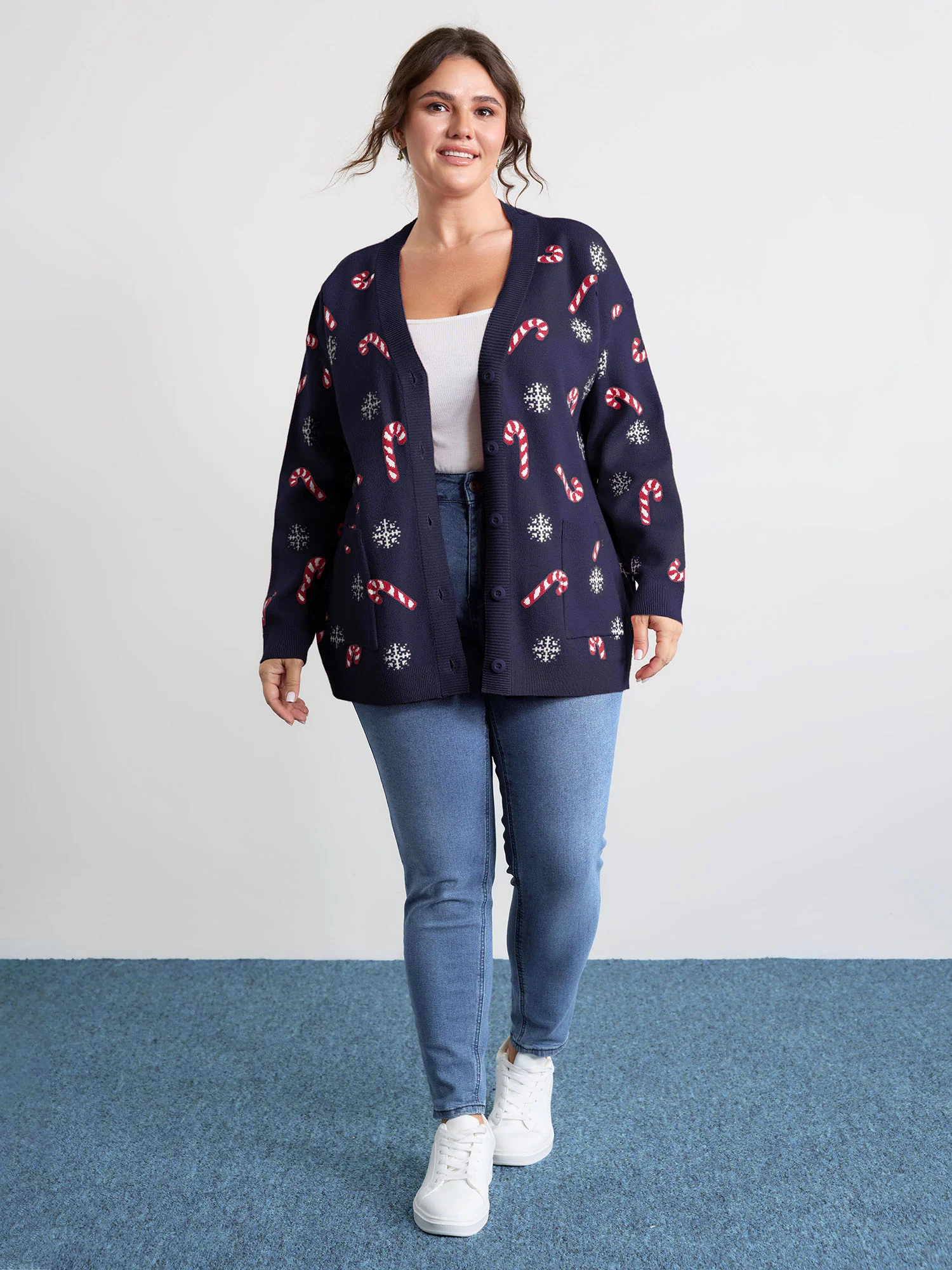 Holiday Candy Patch Pockets Knit Cardigan - Image 23