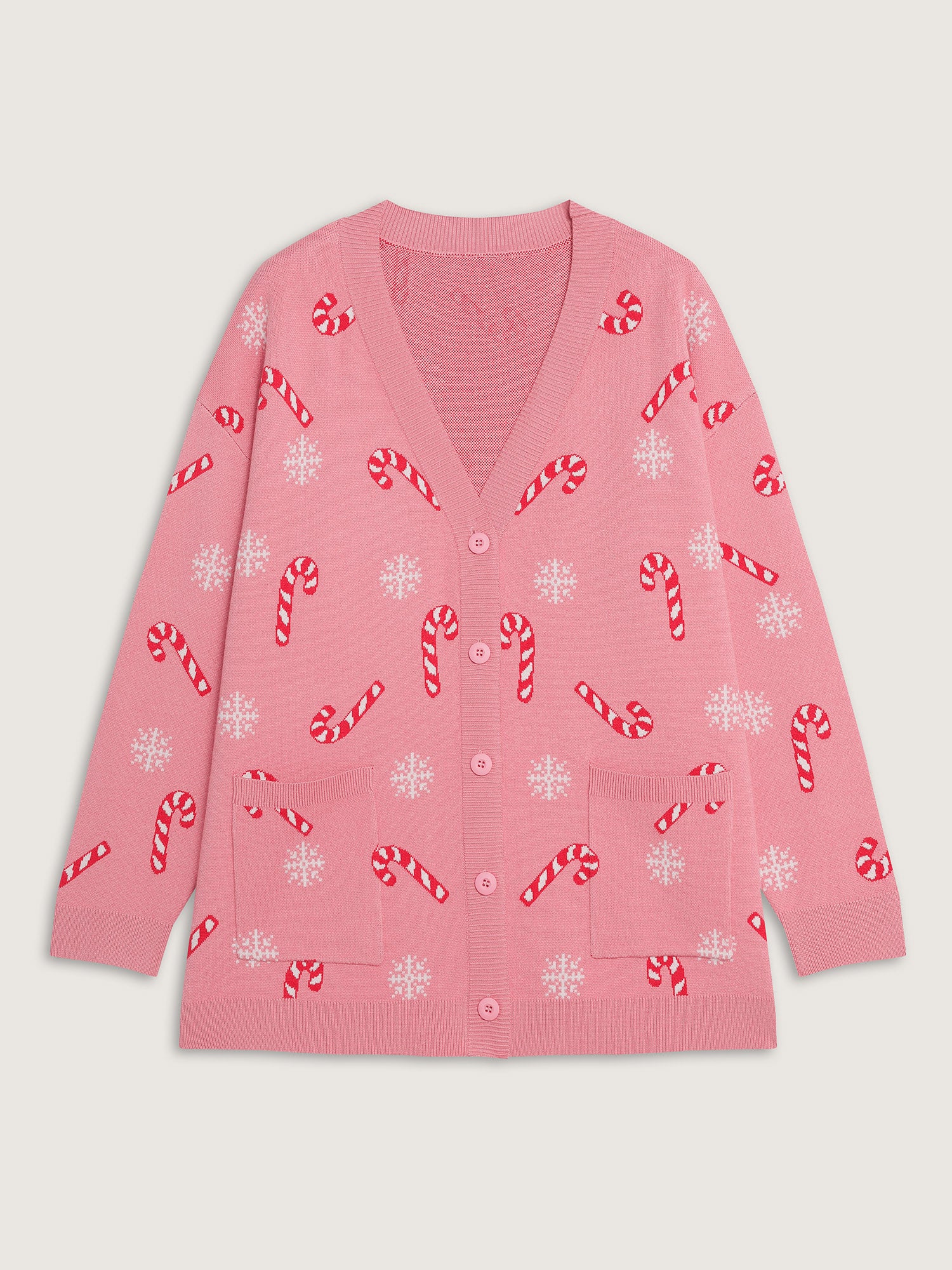 Holiday Candy Patch Pockets Knit Cardigan - Image 8