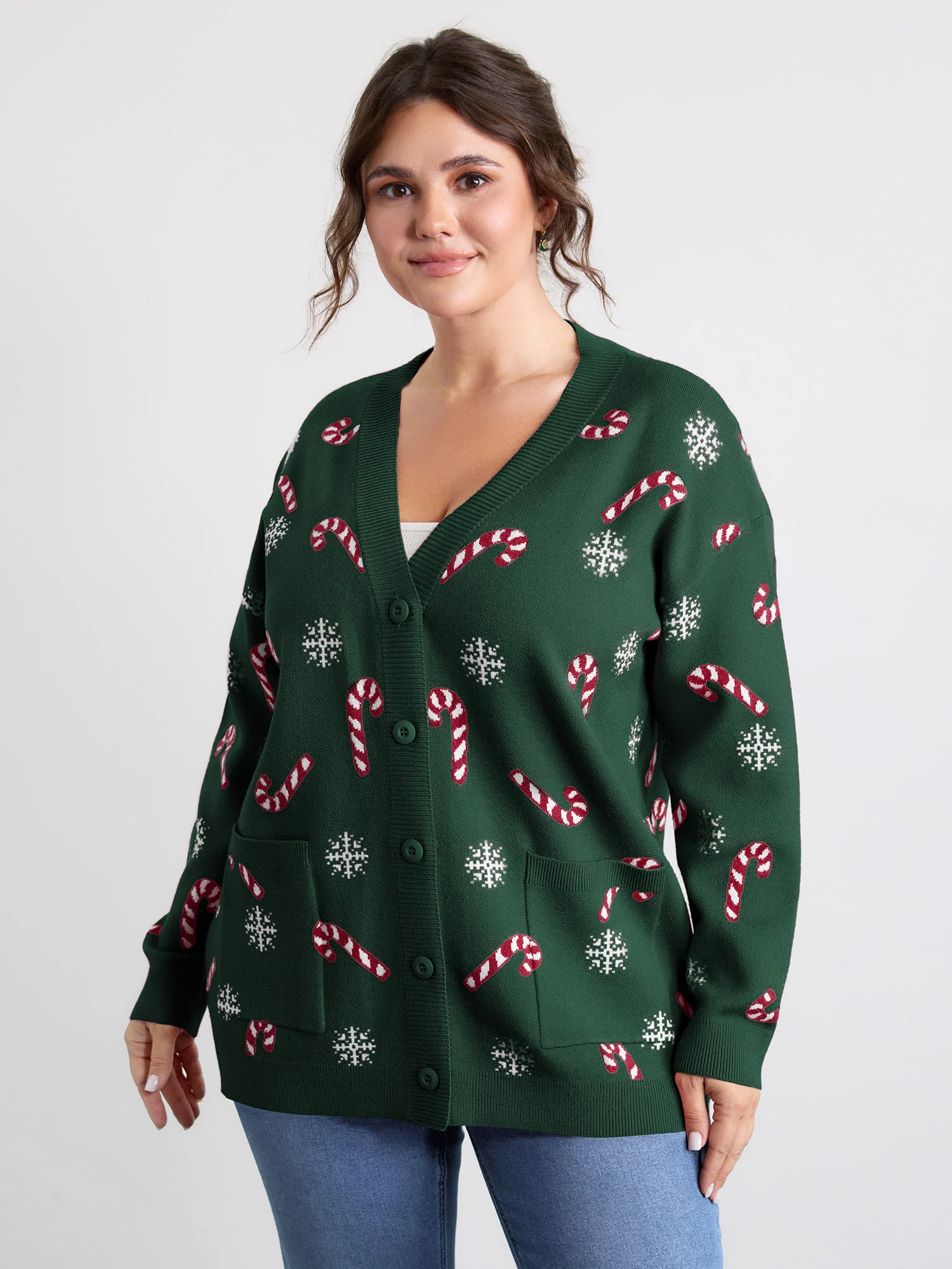 Holiday Candy Patch Pockets Knit Cardigan - Image 9