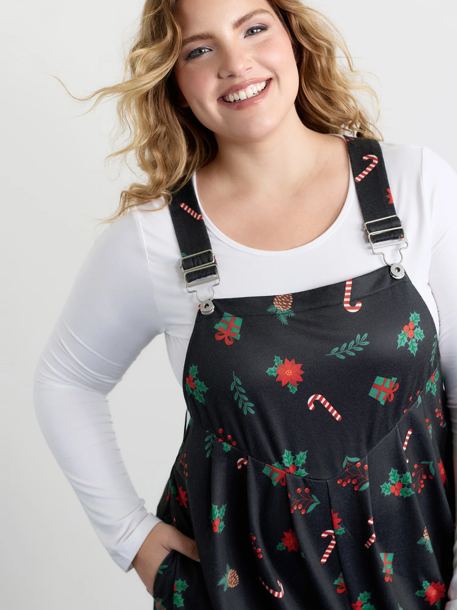 Holiday Candy Stretchy Overall Jumpsuit - Image 2