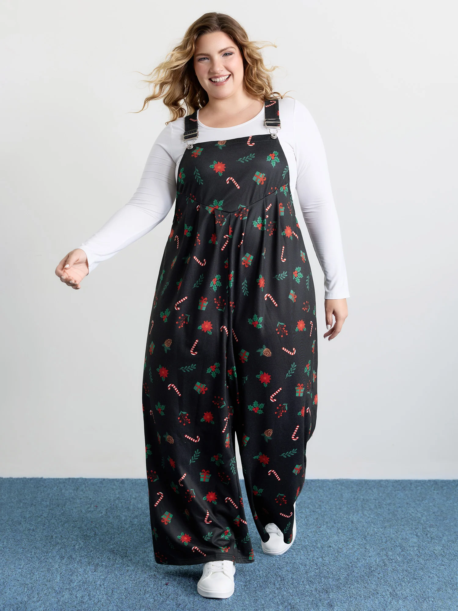 Holiday Candy Stretchy Overall Jumpsuit - Image 3