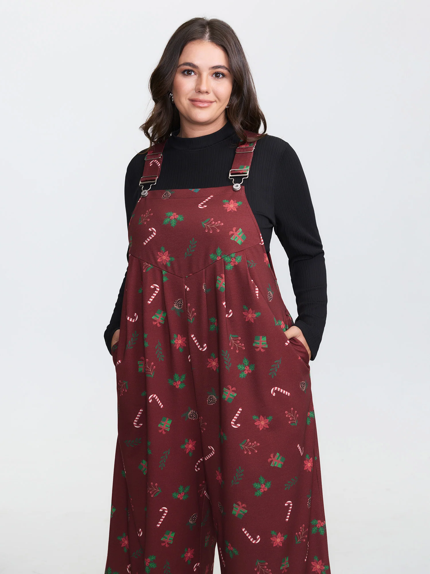 Holiday Candy Stretchy Overall Jumpsuit - Image 9