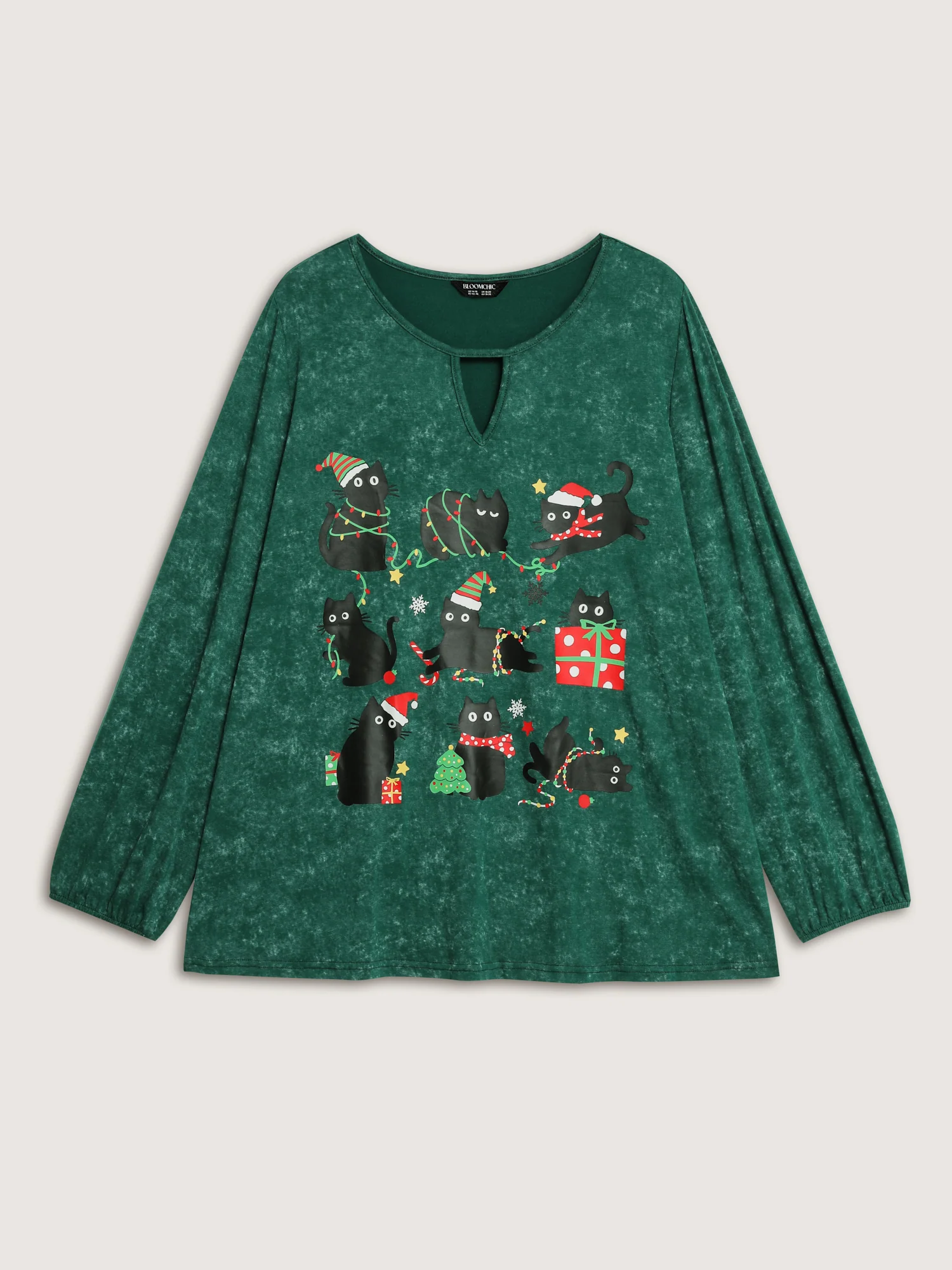 Holiday Cat Snowflake Effect T-Shirt - Image 7