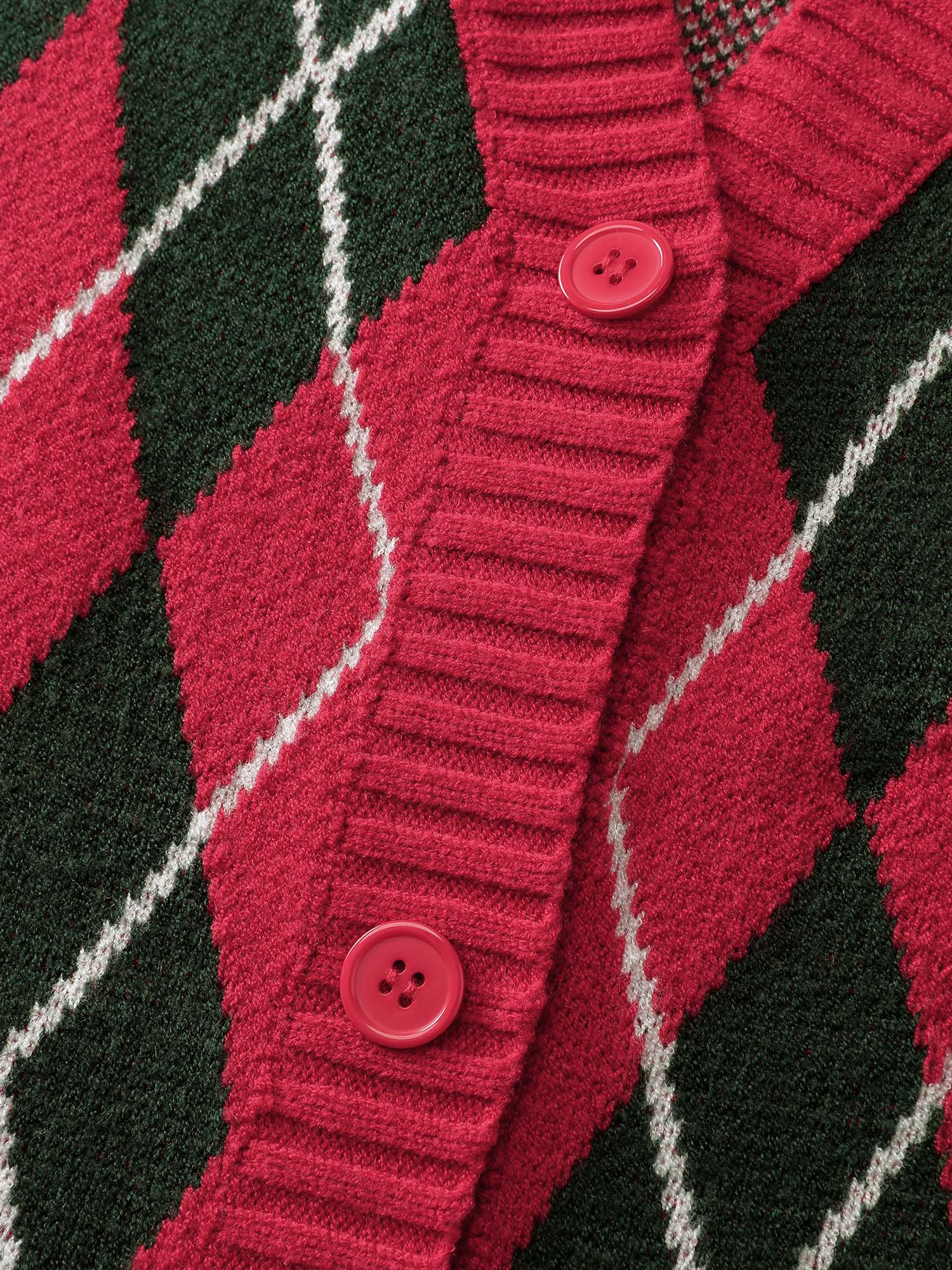 Holiday Checkered Jacquard Knit Cardigan - Image 7
