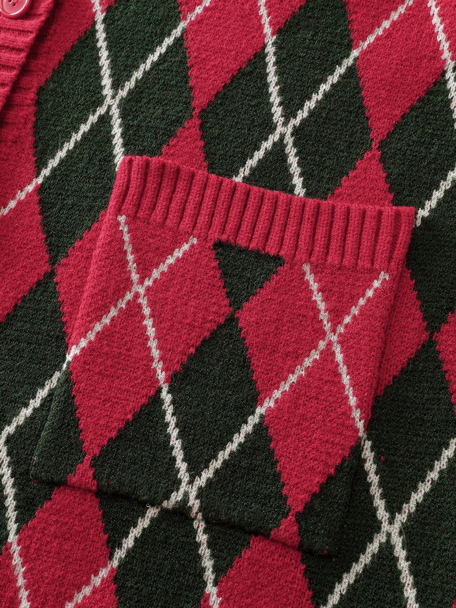 Holiday Checkered Jacquard Knit Cardigan - Image 8
