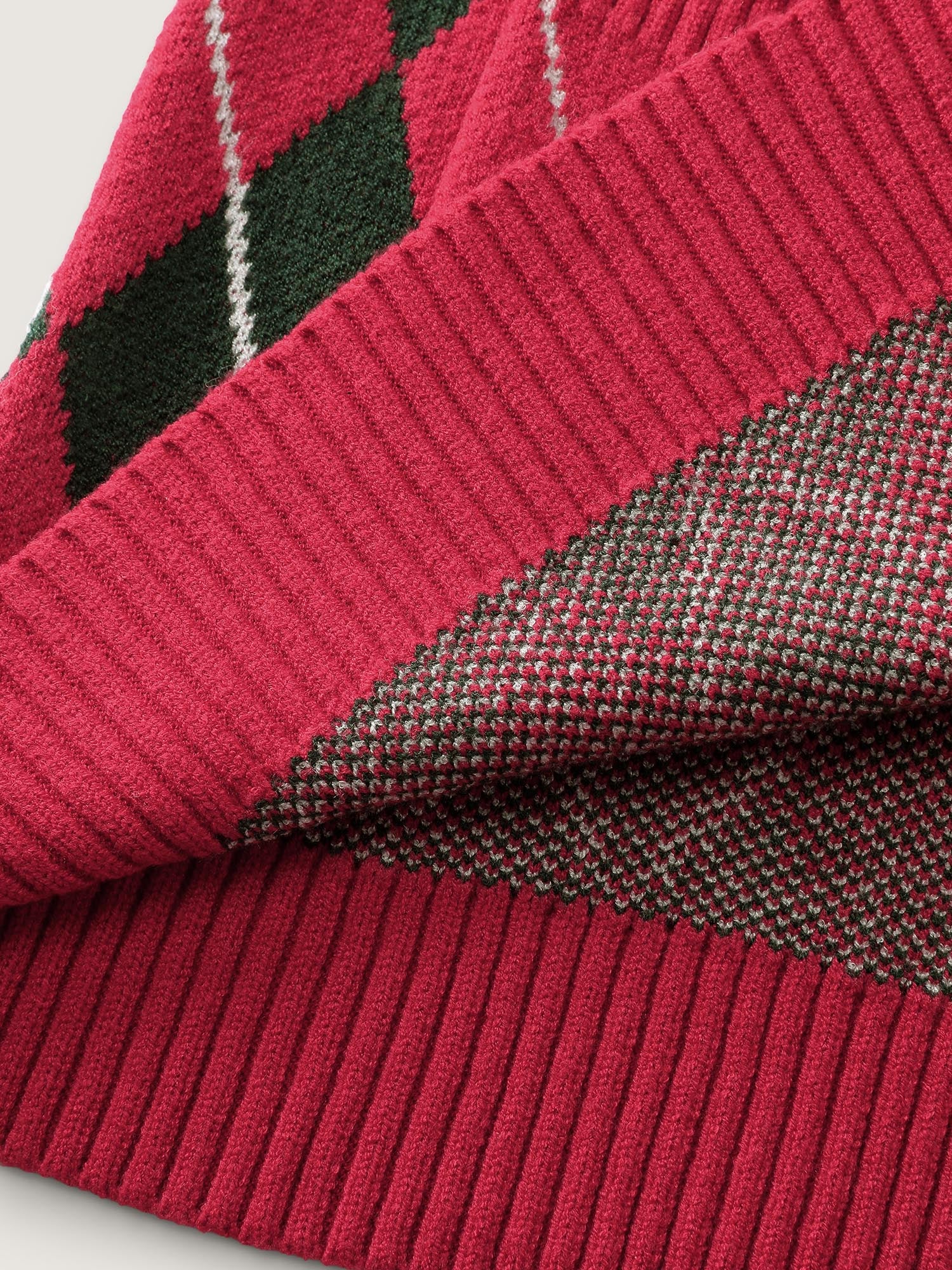 Holiday Checkered Jacquard Knit Cardigan - Image 9