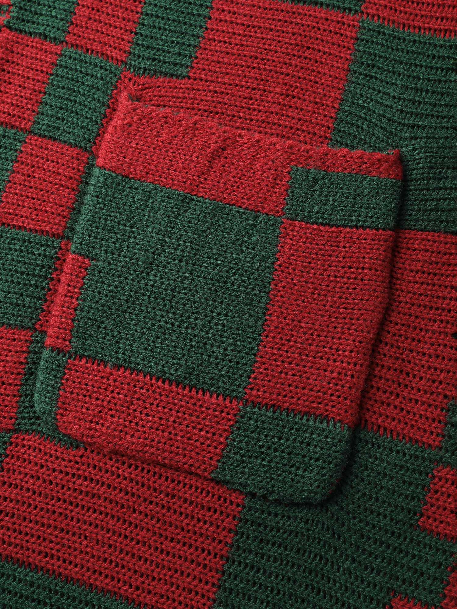 Holiday Checkered Open-Front Knit Cardigan - Image 6