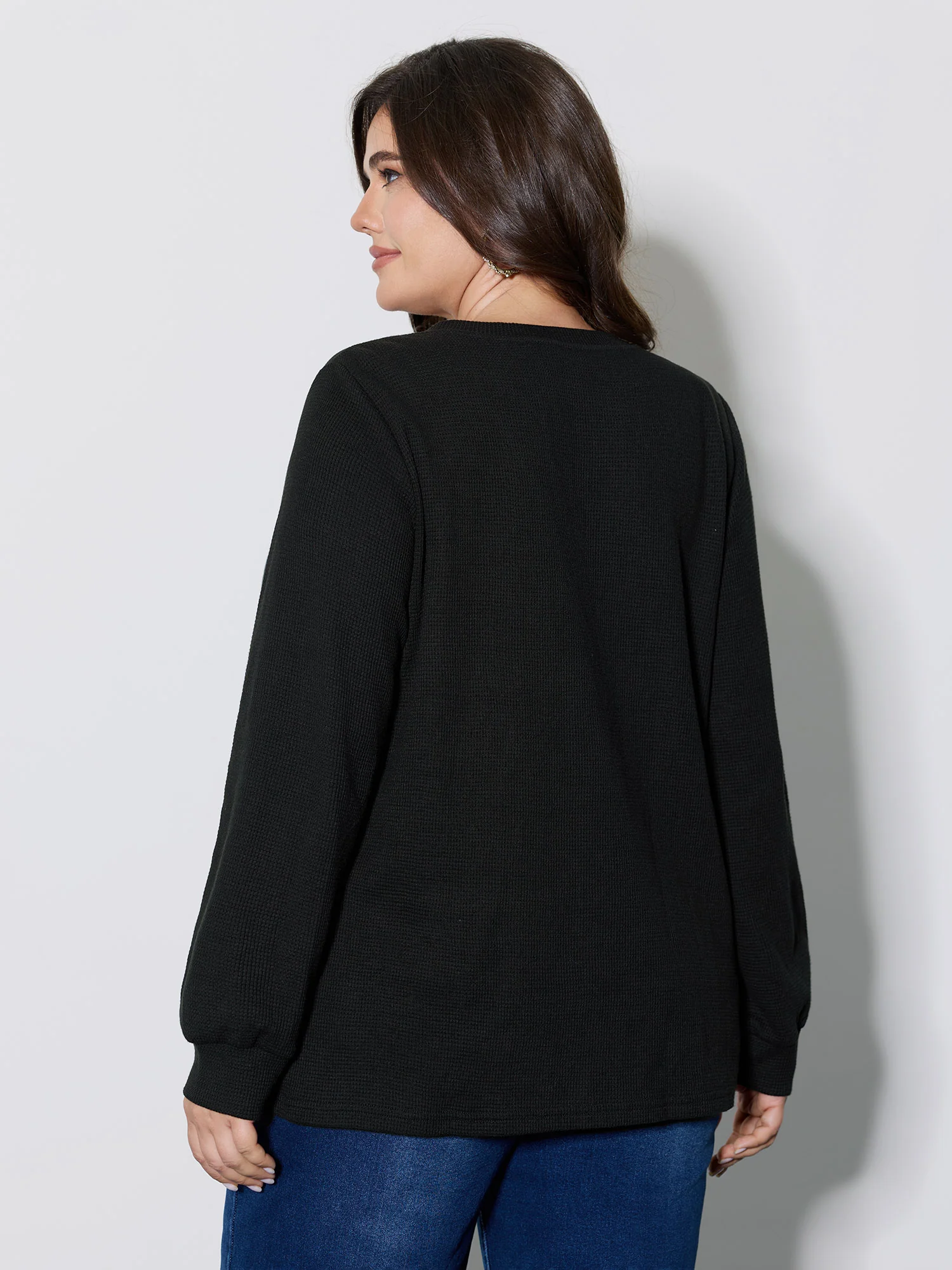 Holiday Elements Sequin Embroidery Textured Sweatshirt - Image 4