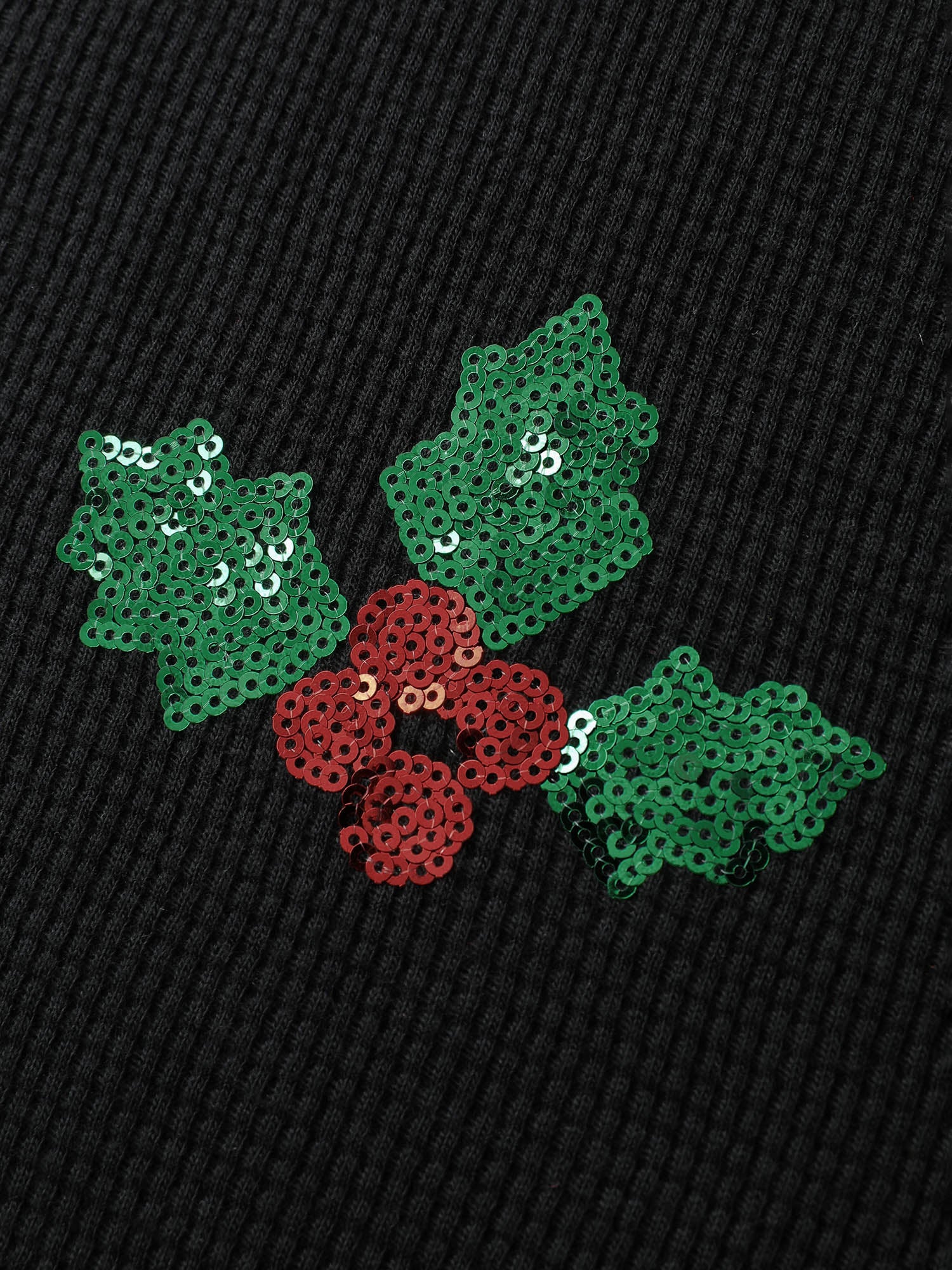 Holiday Elements Sequin Embroidery Textured Sweatshirt - Image 5