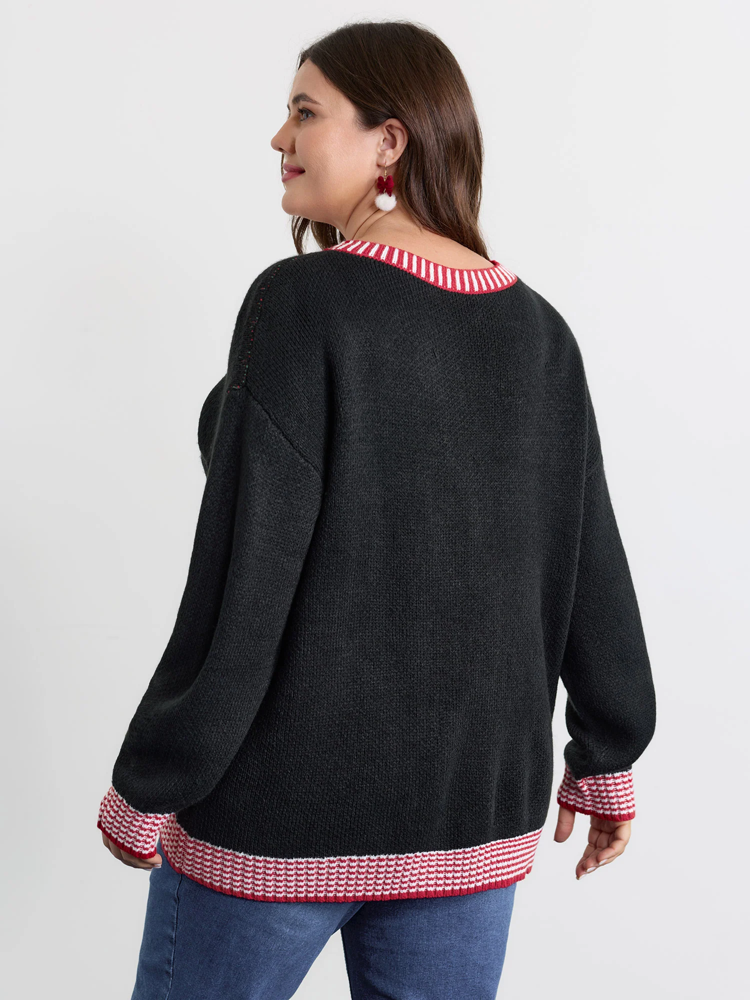 Holiday Elf Pattern Color Contrast Pullover - Image 4