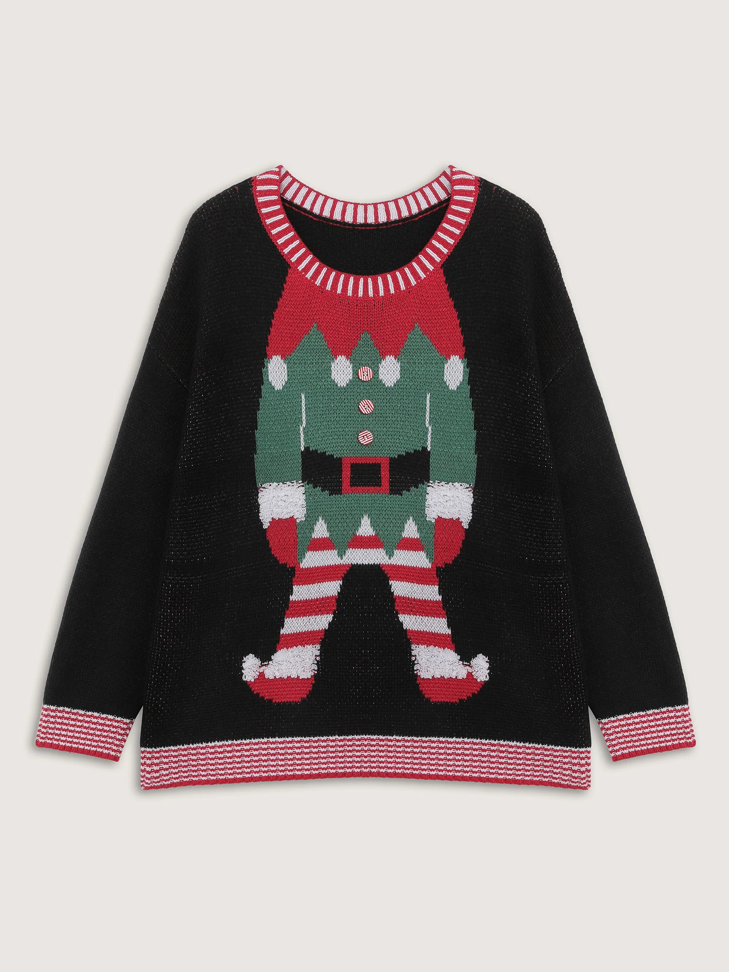 Holiday Elf Pattern Color Contrast Pullover - Image 7