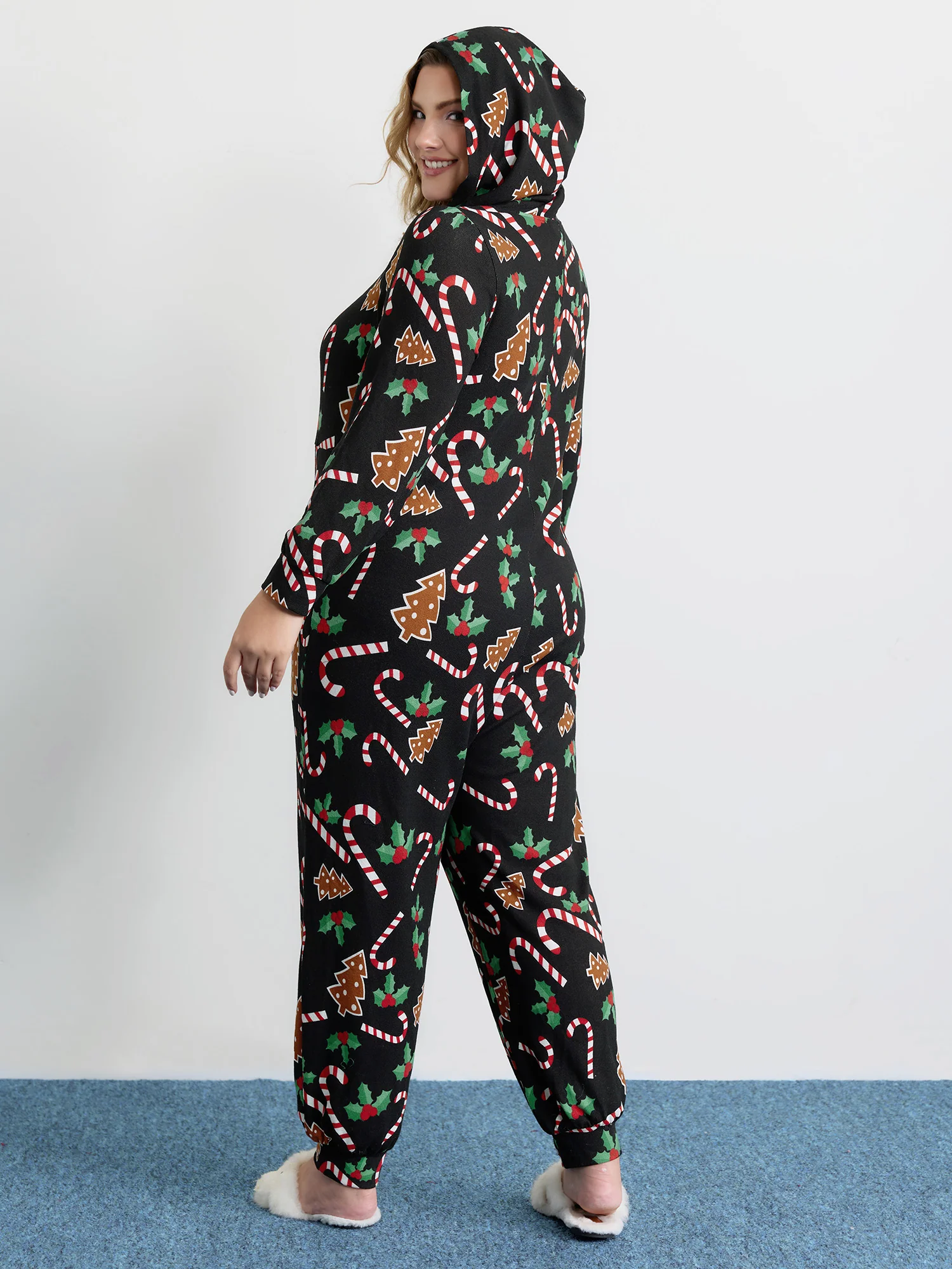 Holiday Everything Pockets Zipper Lounge Jumpsuit - Image 4