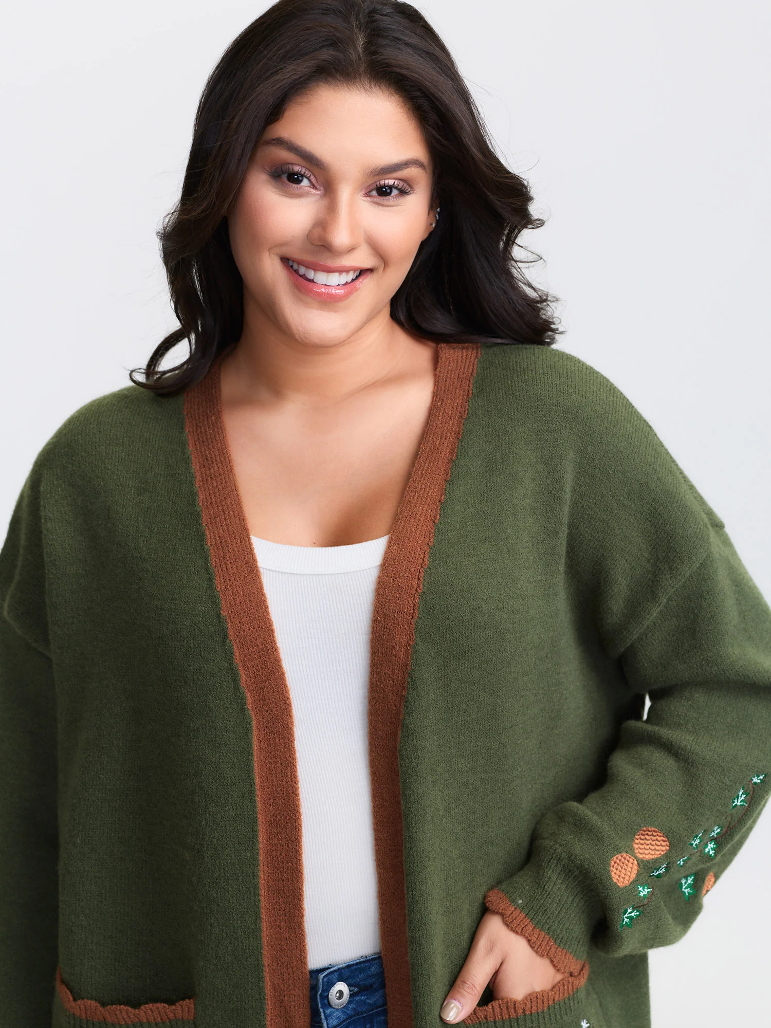 Holiday Fox Jacquard Pattern Knit Cardigan - Image 3