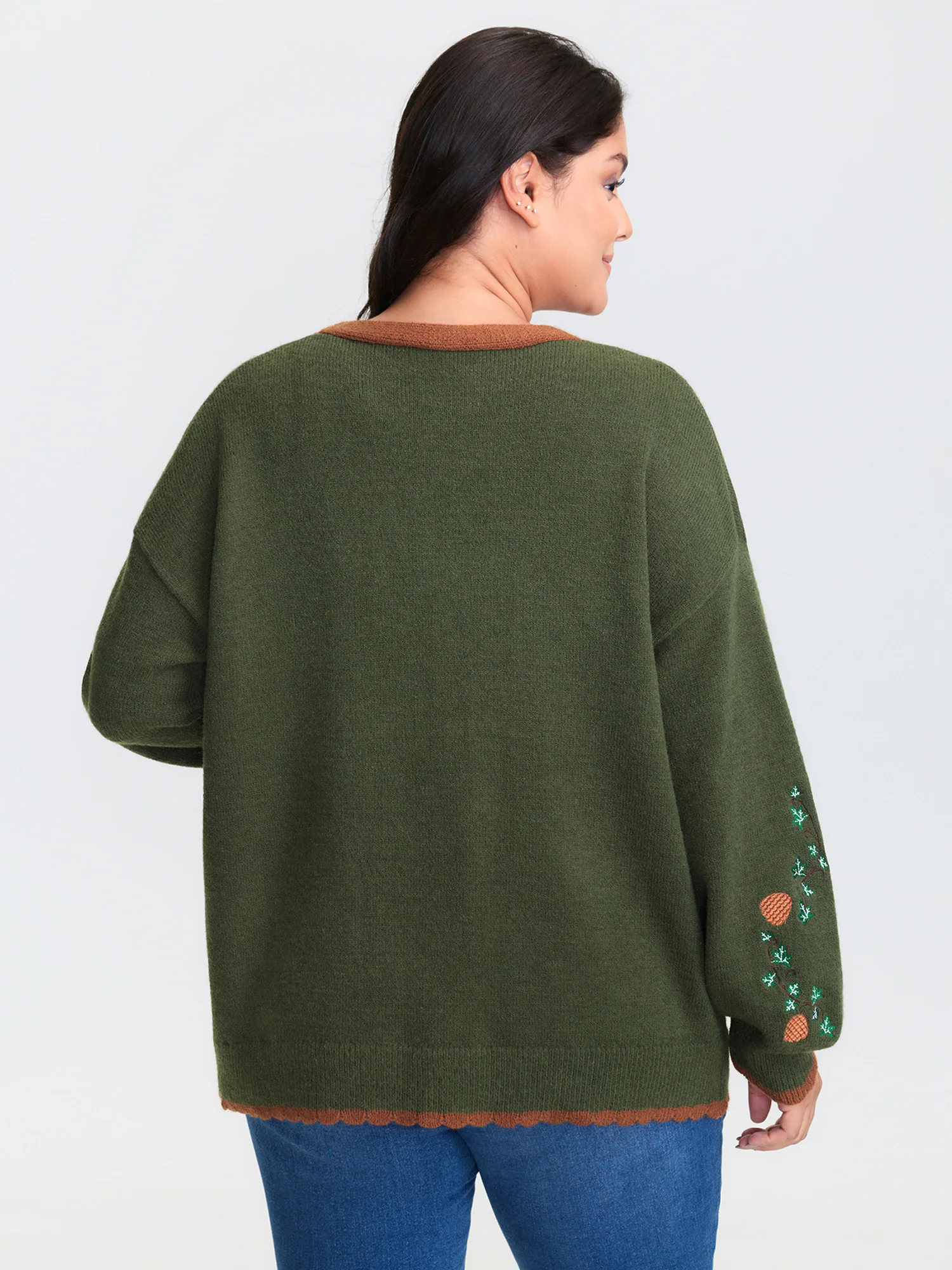 Holiday Fox Jacquard Pattern Knit Cardigan - Image 5
