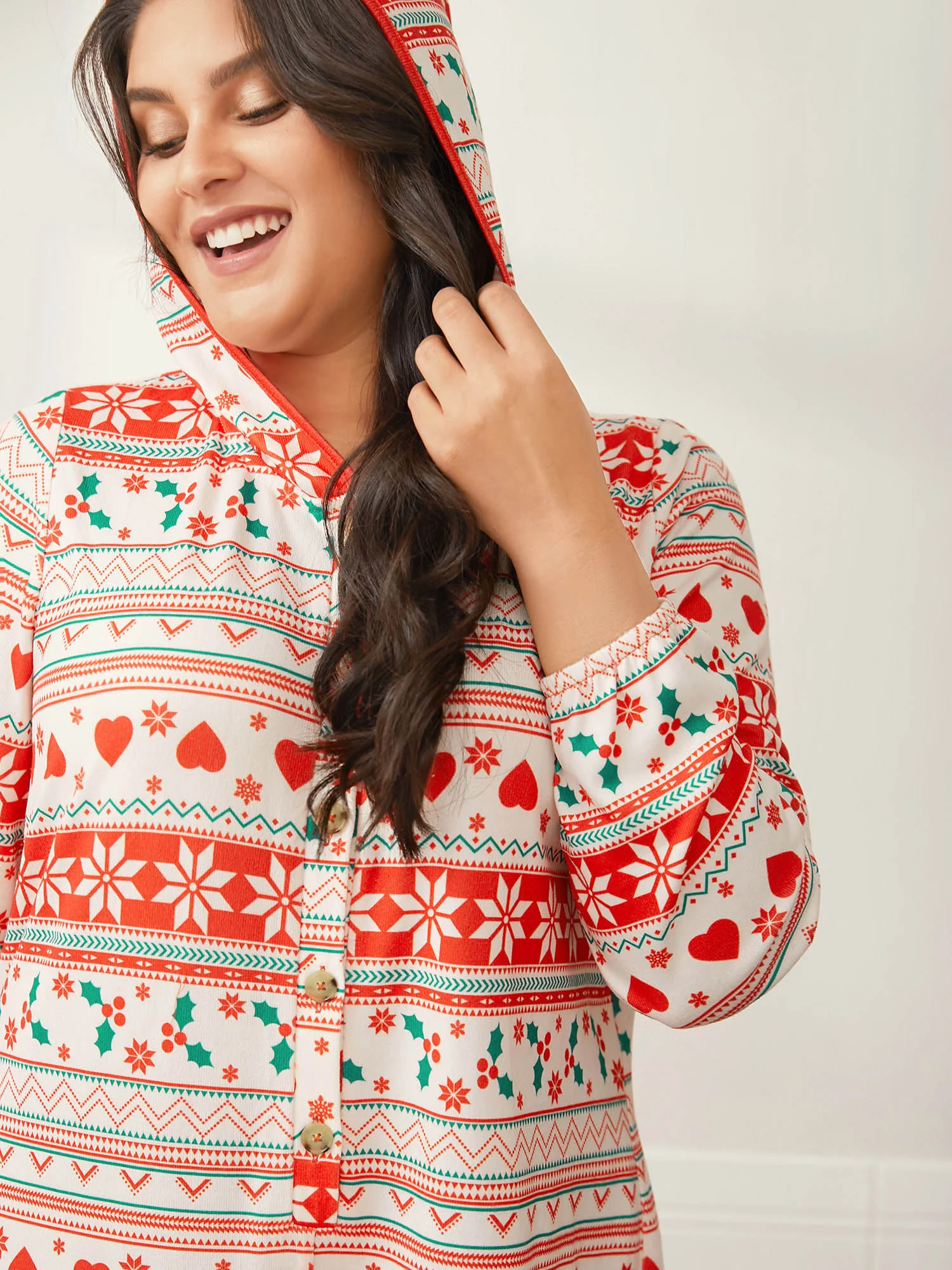 Holiday Fuzzy Hooded Lounge Jumpsuit - Image 2