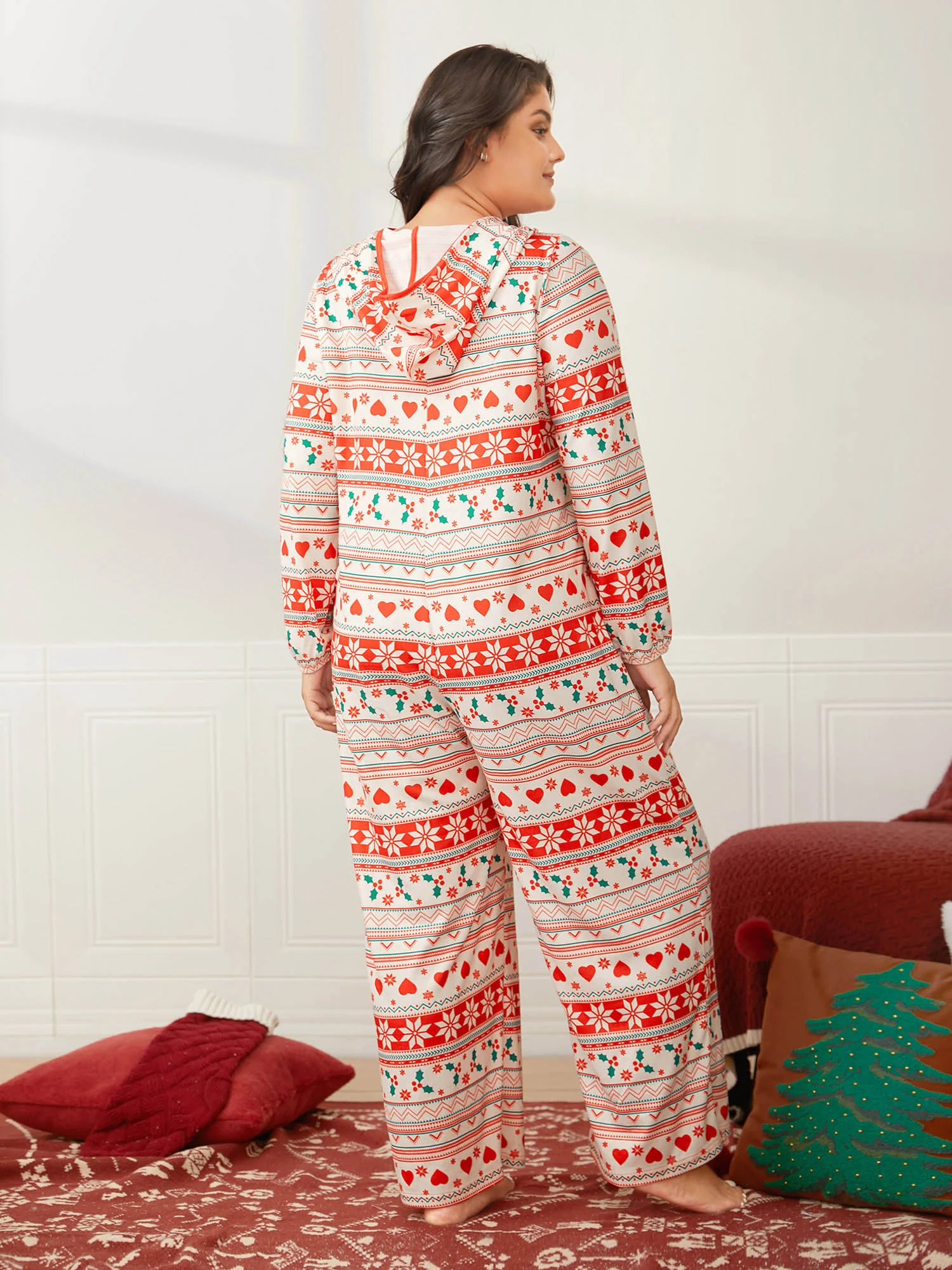 Holiday Fuzzy Hooded Lounge Jumpsuit - Image 4