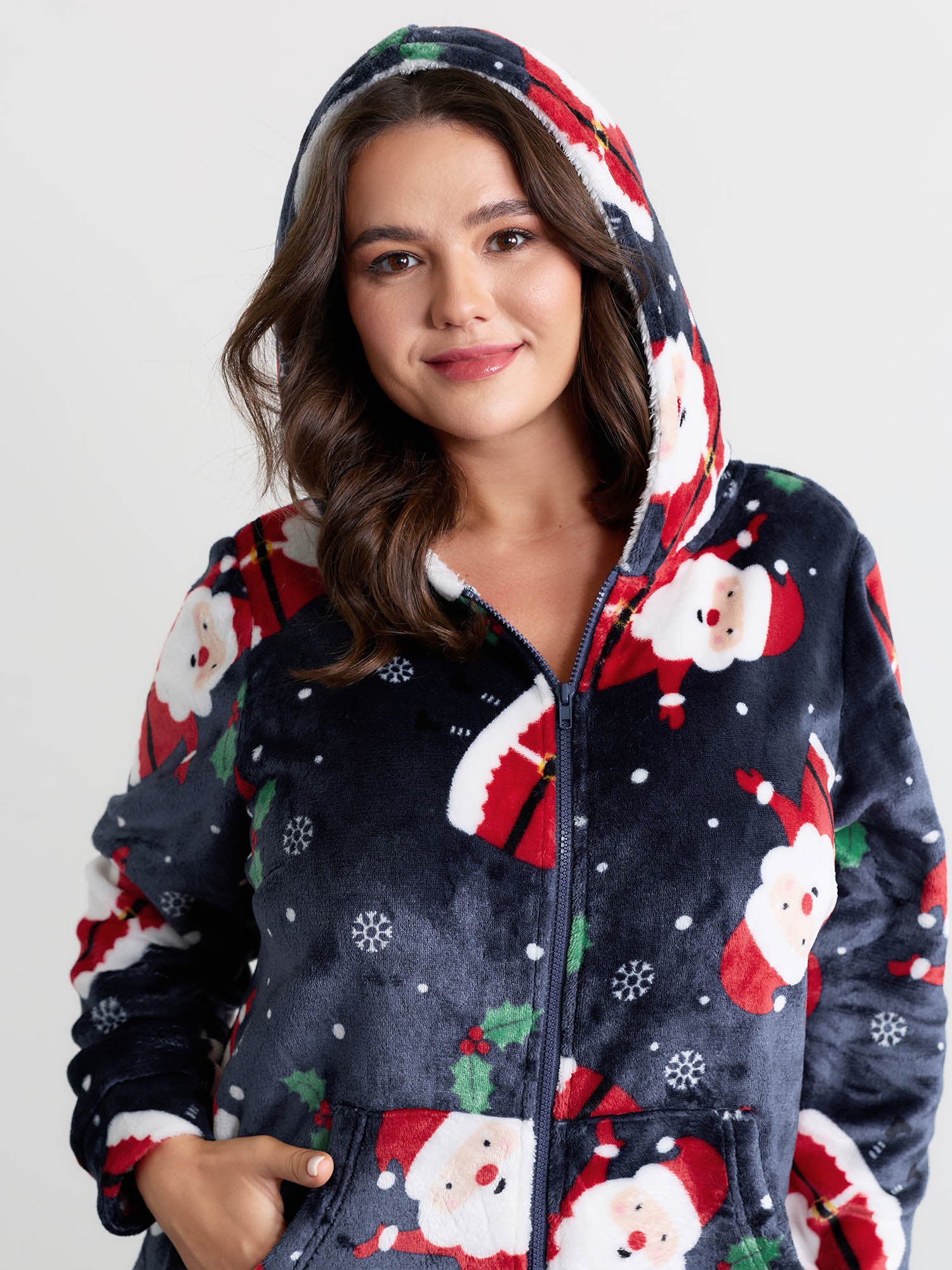 Holiday Fuzzy Plush Pockets Jumpsuit - Image 3