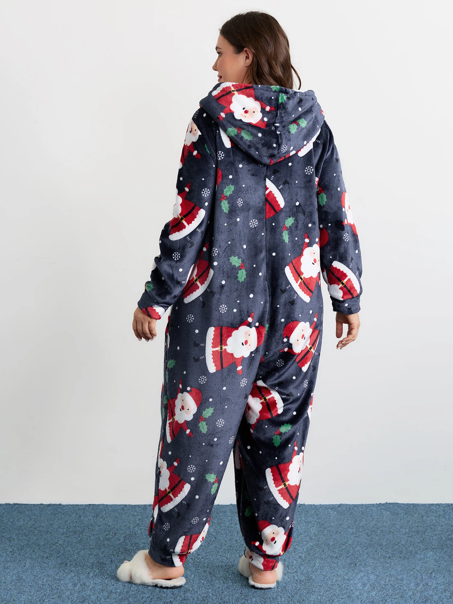Holiday Fuzzy Plush Pockets Jumpsuit - Image 4