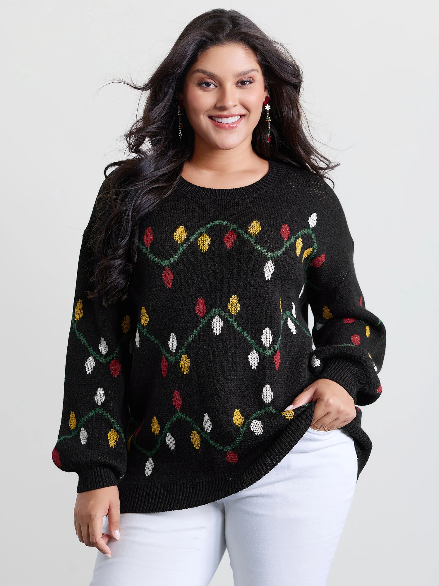 Holiday Lights Micro Lantern Sleeve Pullover - Image 4