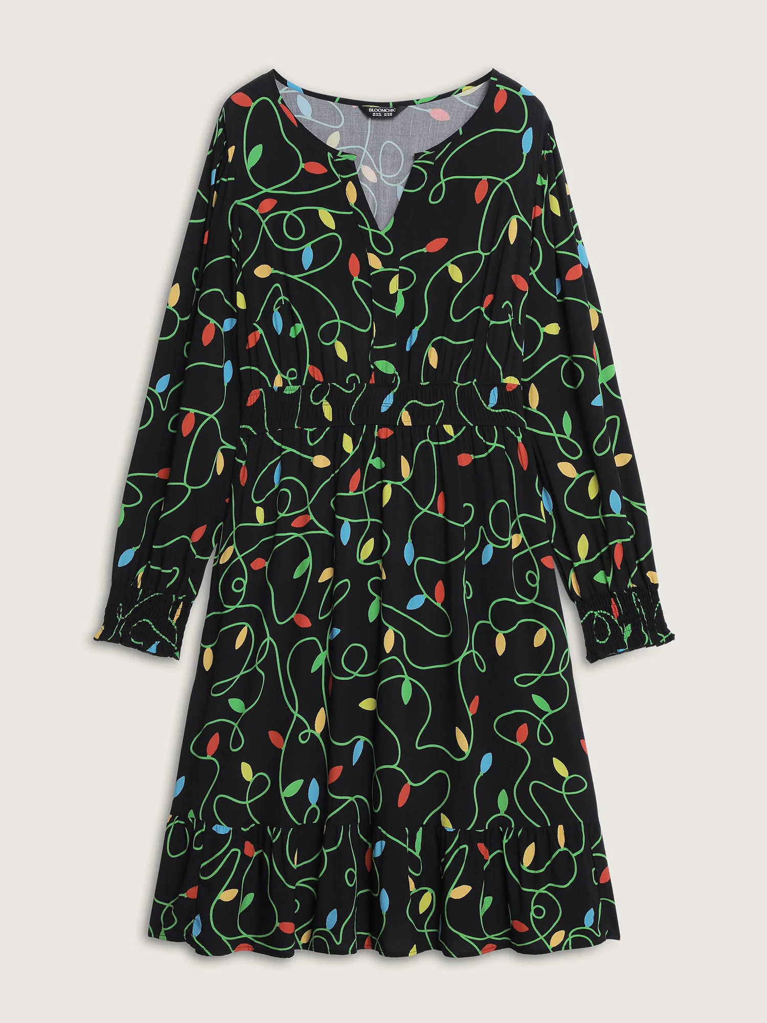 Holiday Lights Triple Elastic Waistband Midi Dress - Image 8
