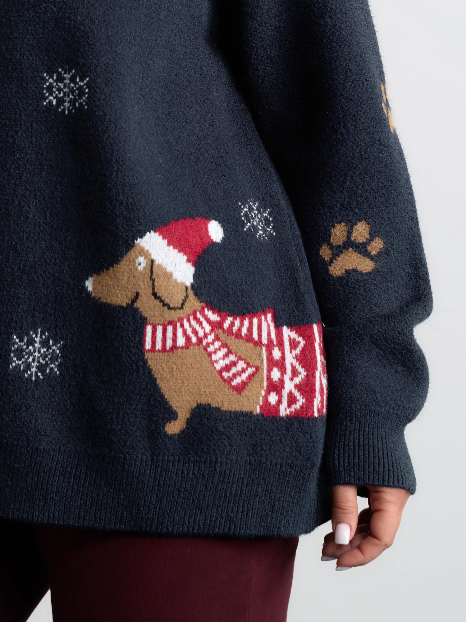 Holiday Pattern Collar Button Knit Cardigan - Image 4
