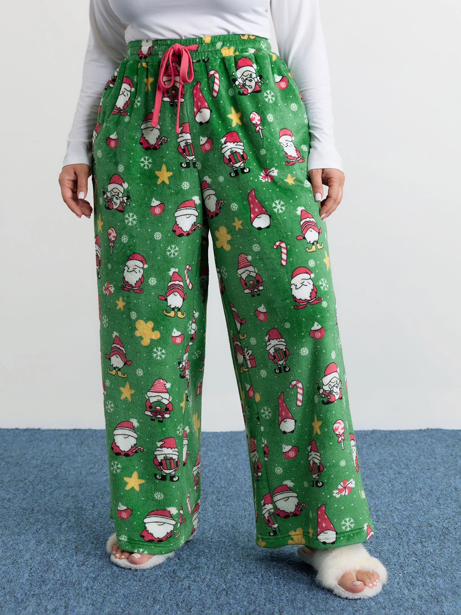 Holiday Pattern Drawstring Loungewear Bottoms - Image 2