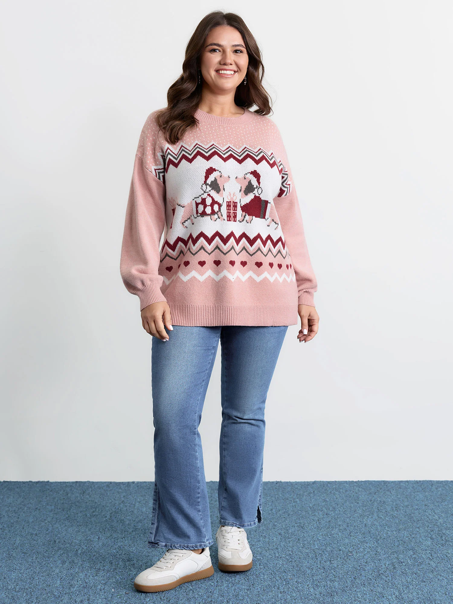 Supersoft Holiday Pattern Drop Shoulder Pullover - Image 3