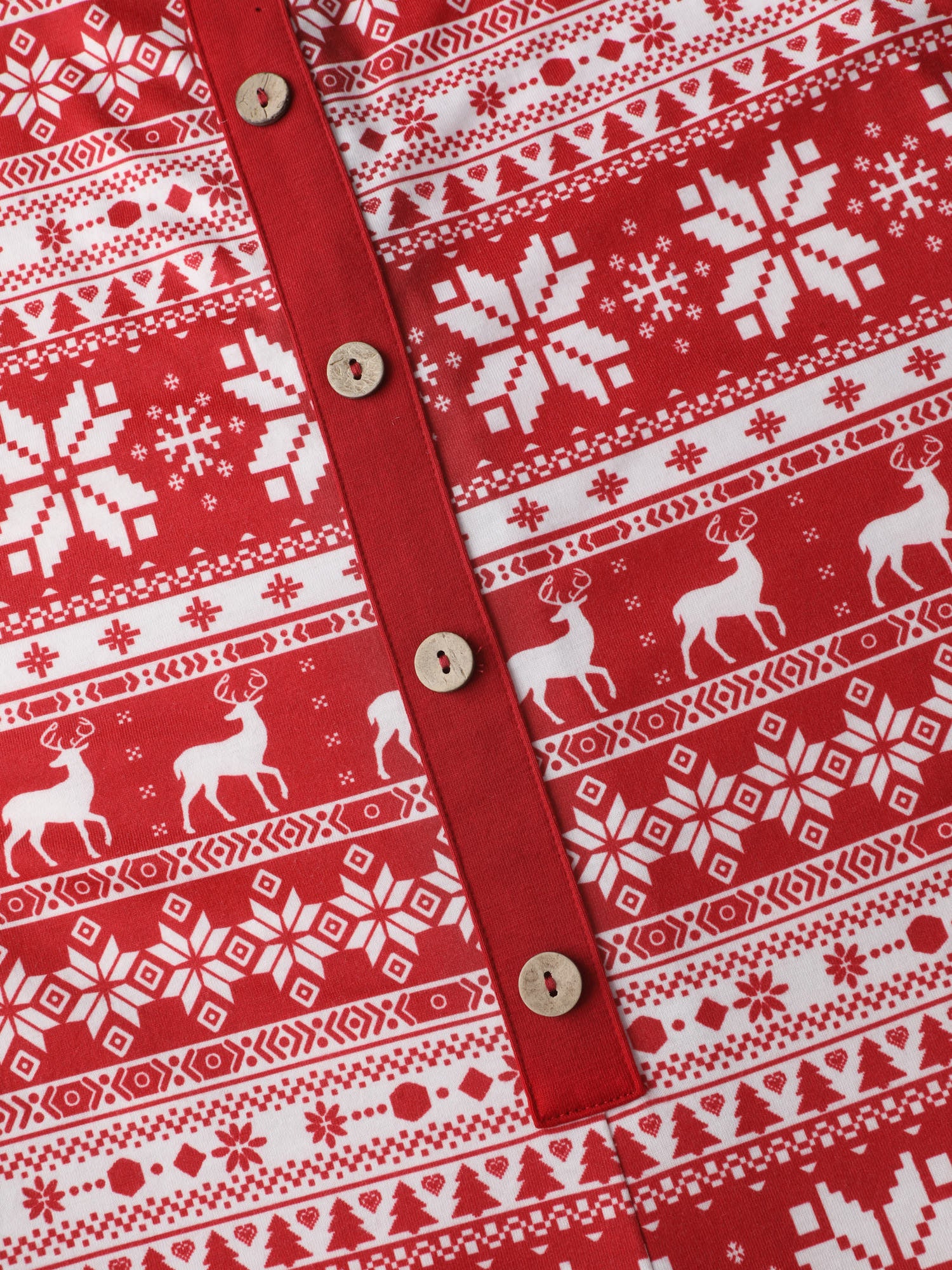 Holiday Print Placket Button Pajama Jumpsuit - Image 6