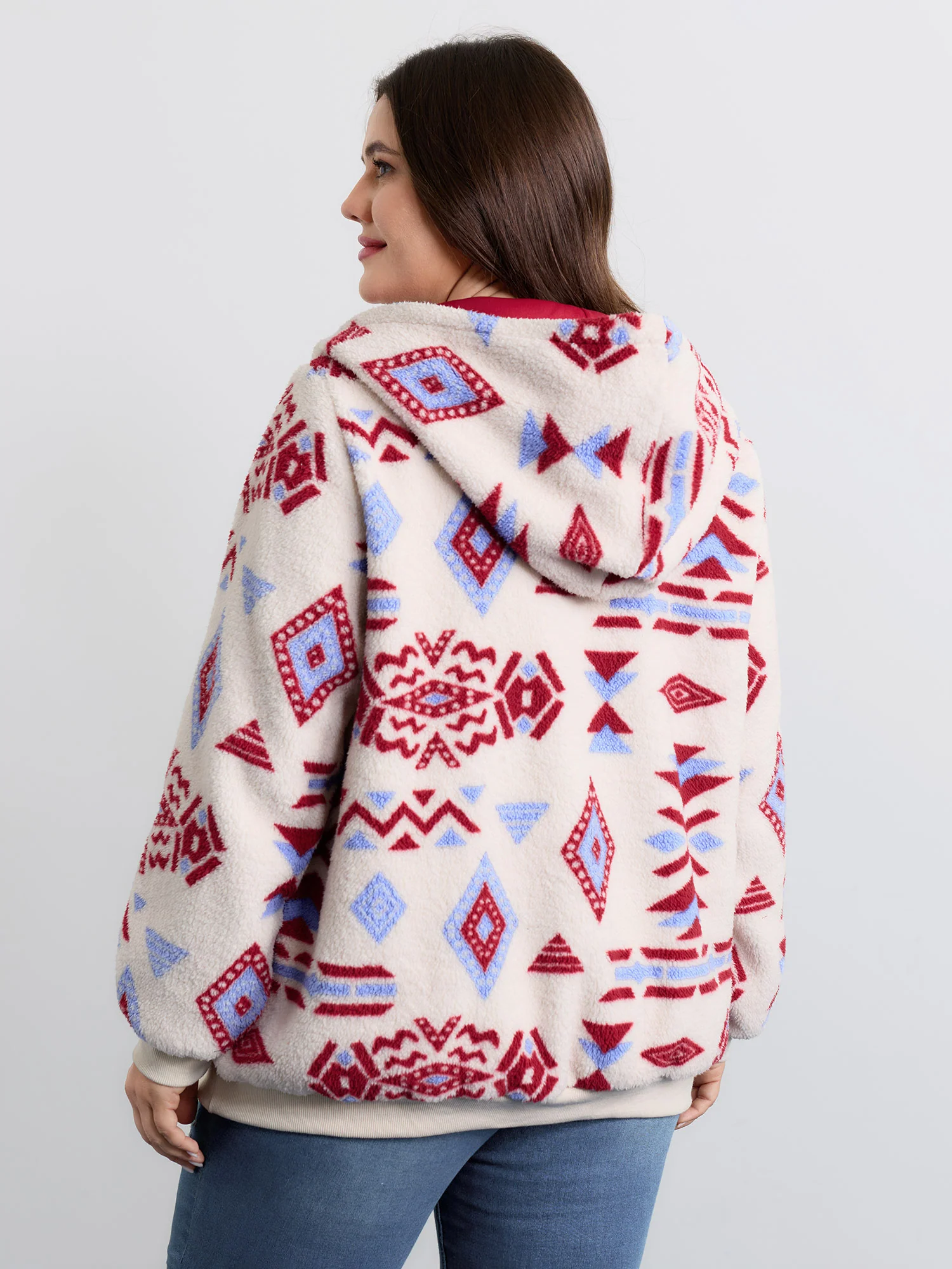 Holiday Pattern Zipper Contrast Jacket - Image 6