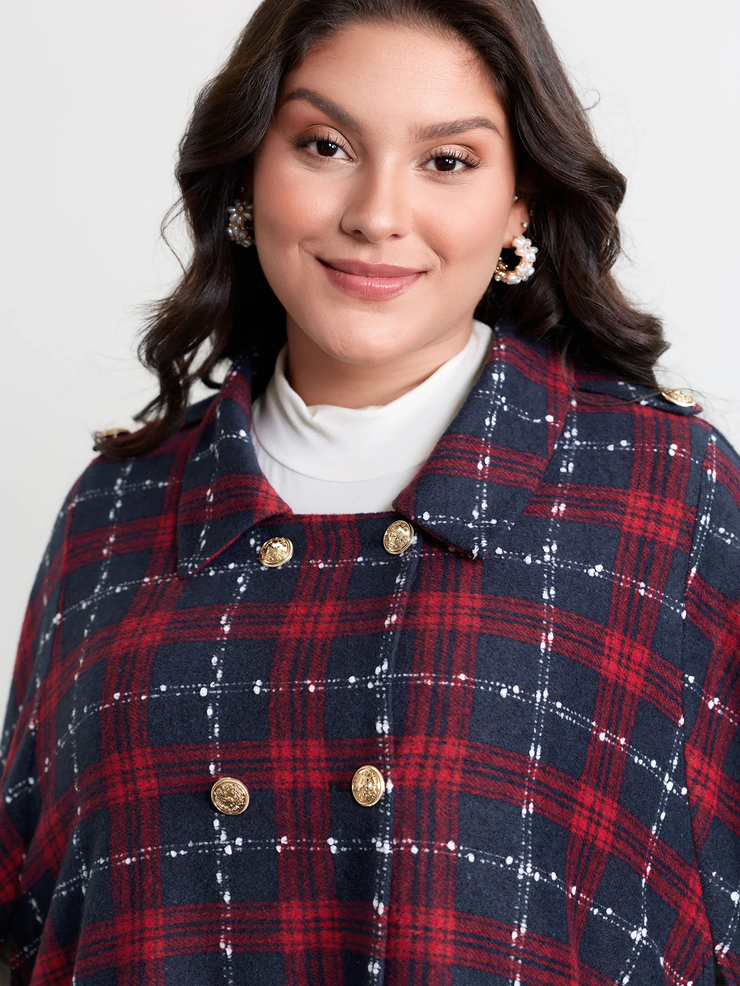 Holiday Plaid Double Button Hoodie Jacket - Image 4