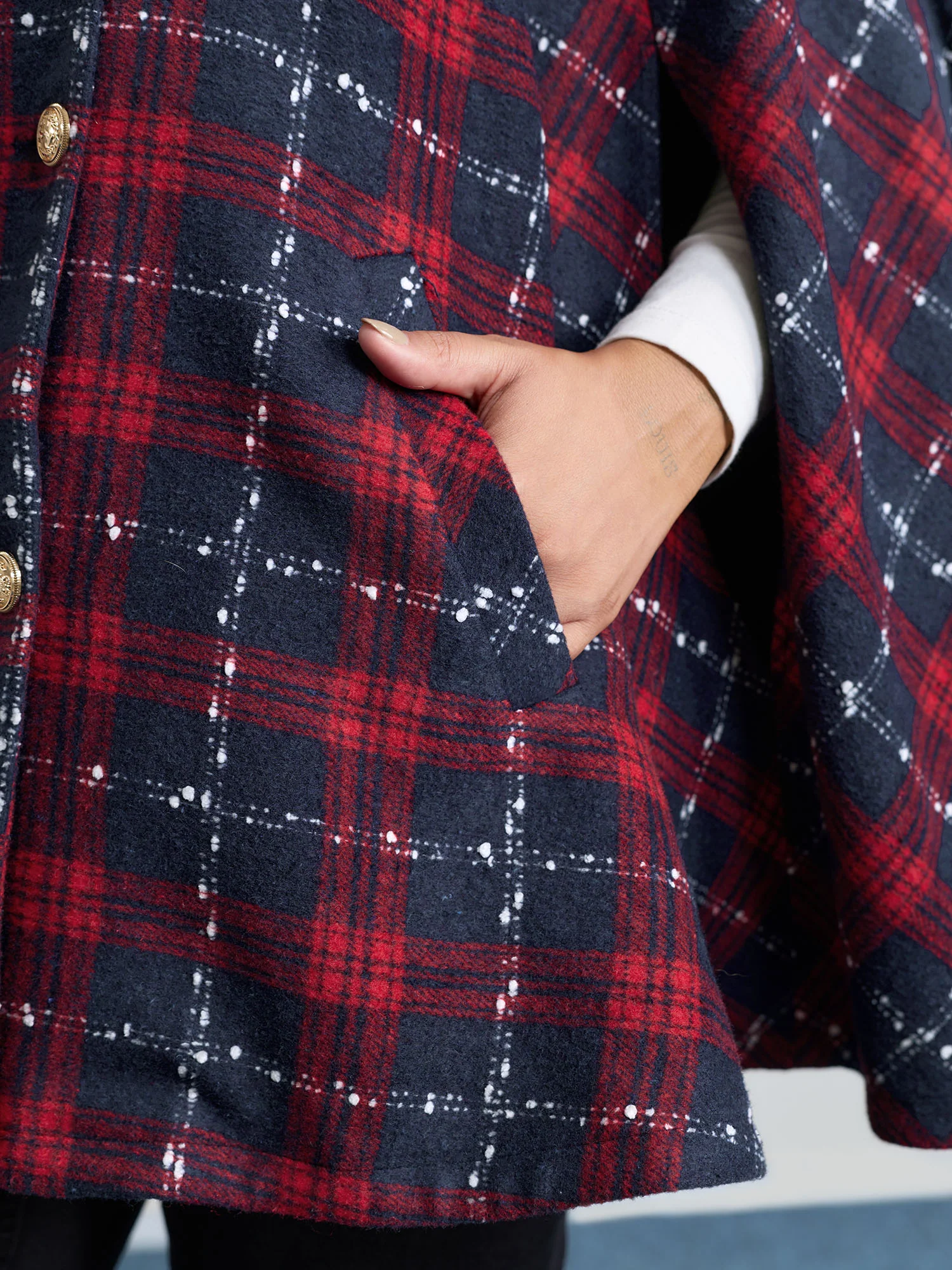 Holiday Plaid Double Button Hoodie Jacket - Image 5