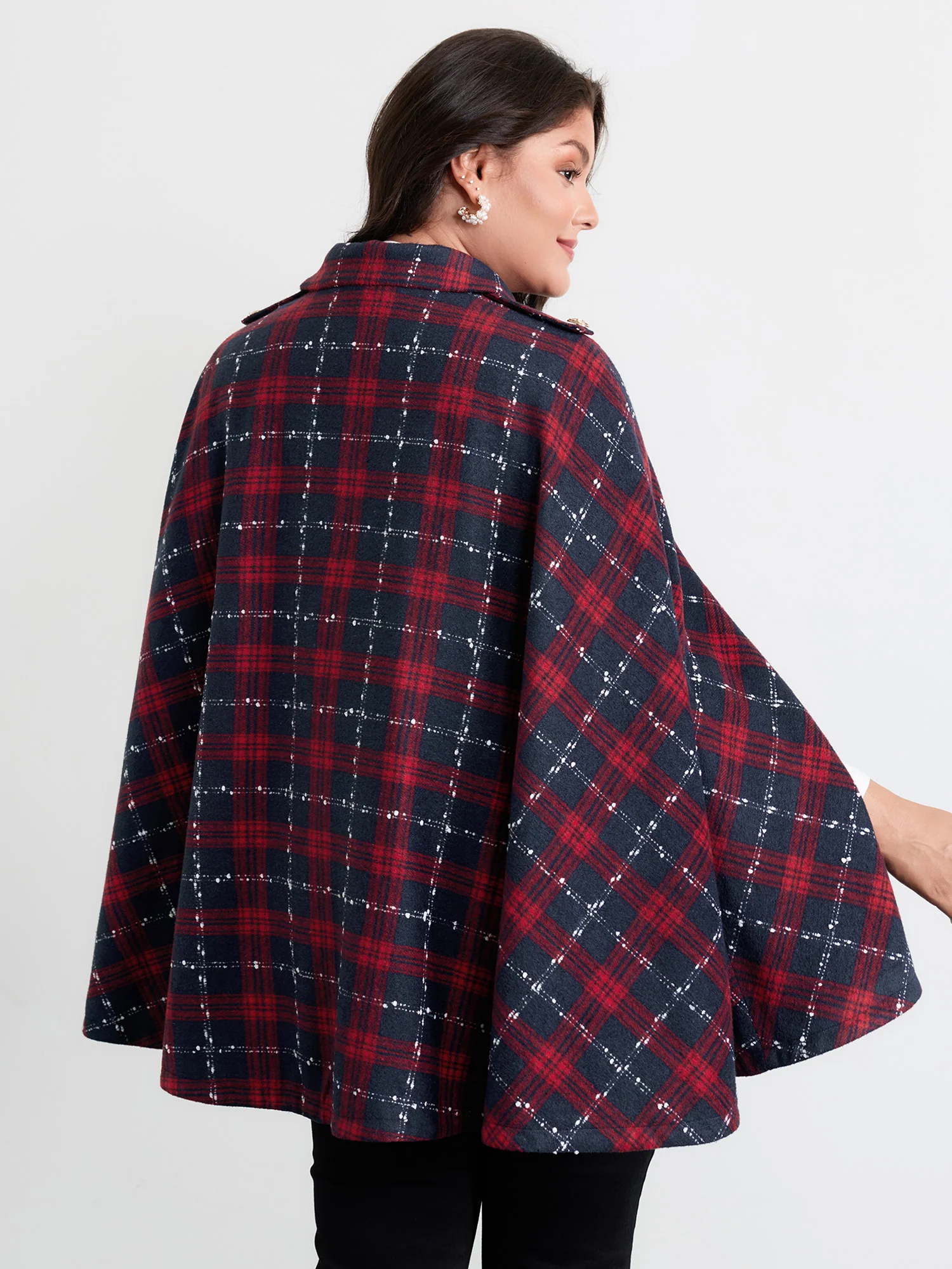 Holiday Plaid Double Button Hoodie Jacket - Image 6