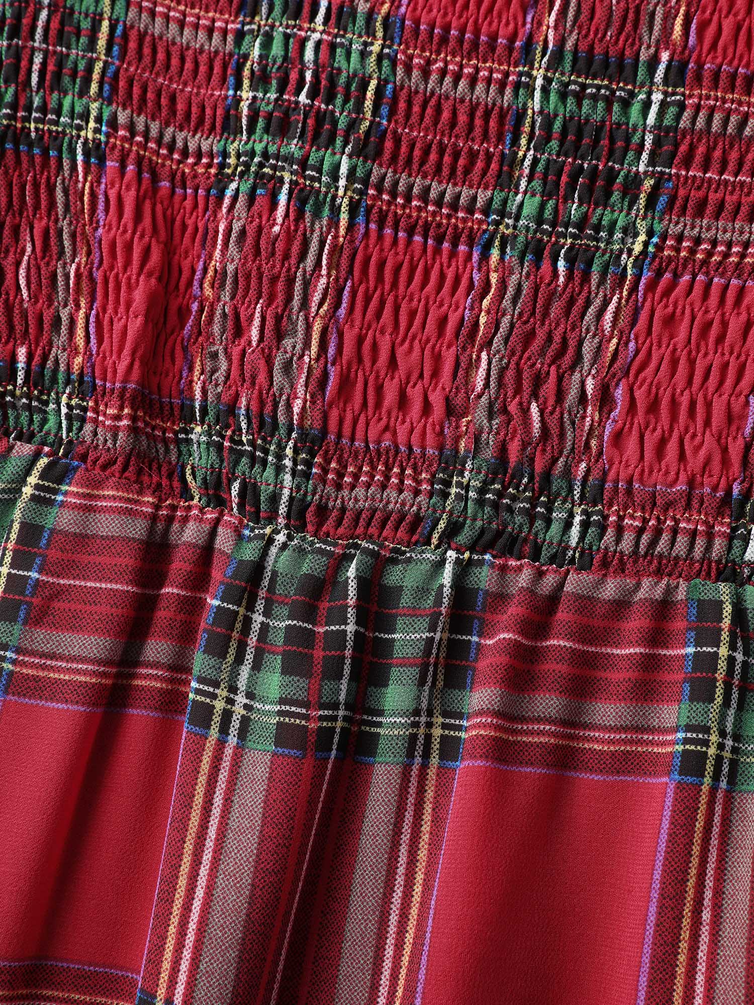 Holiday Plaid Shirred Bodice Maxi Dress - Image 6